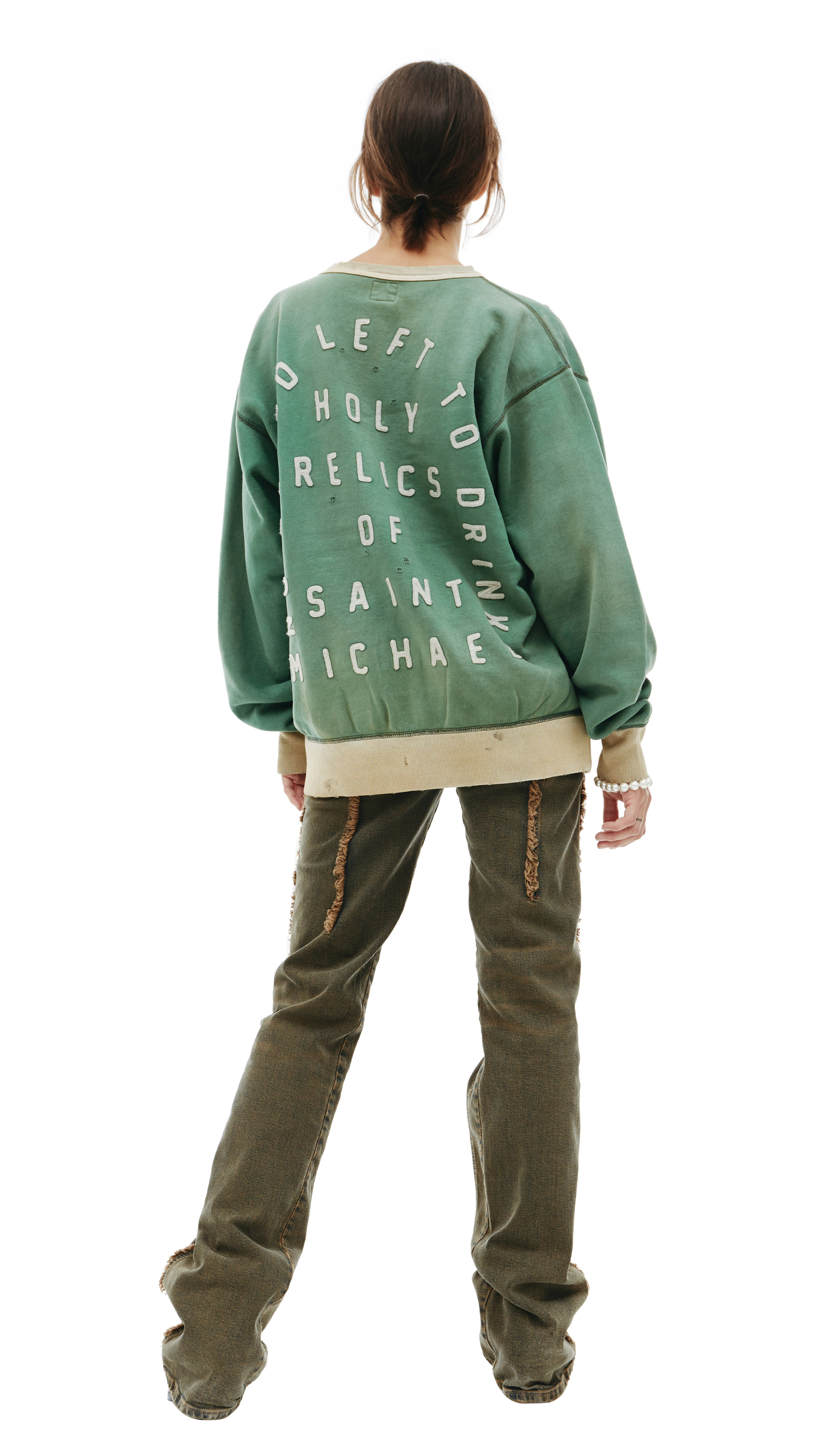 Saint Michael Patched cotton sweatshirt