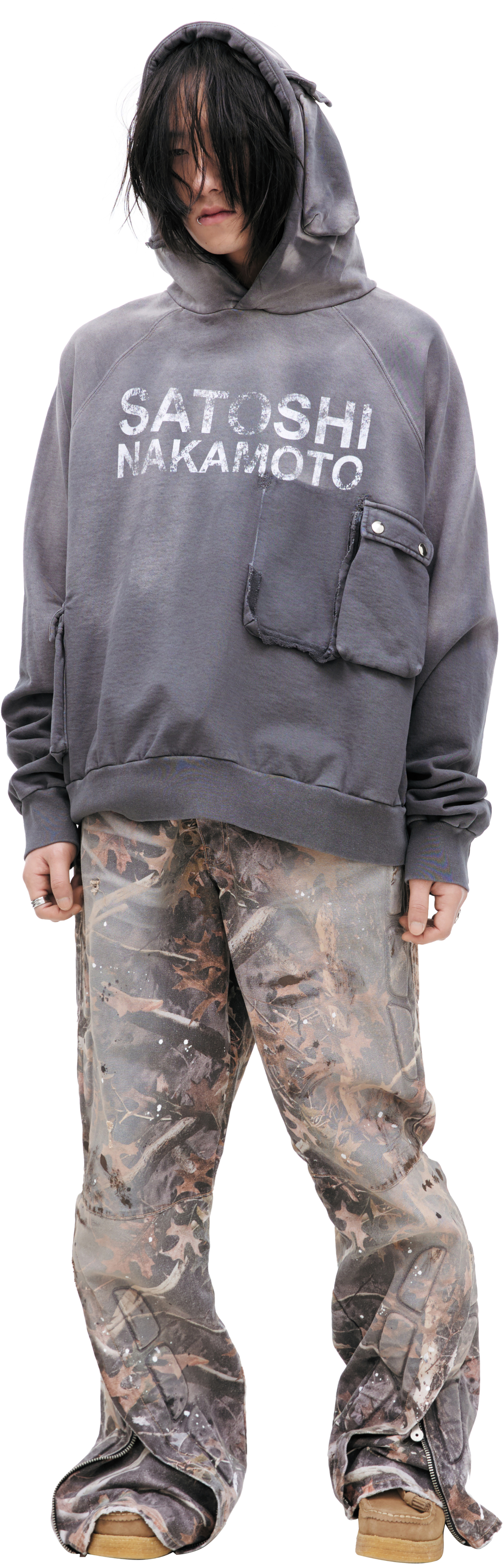 Satoshi Nakamoto Hoodie with patch pockets