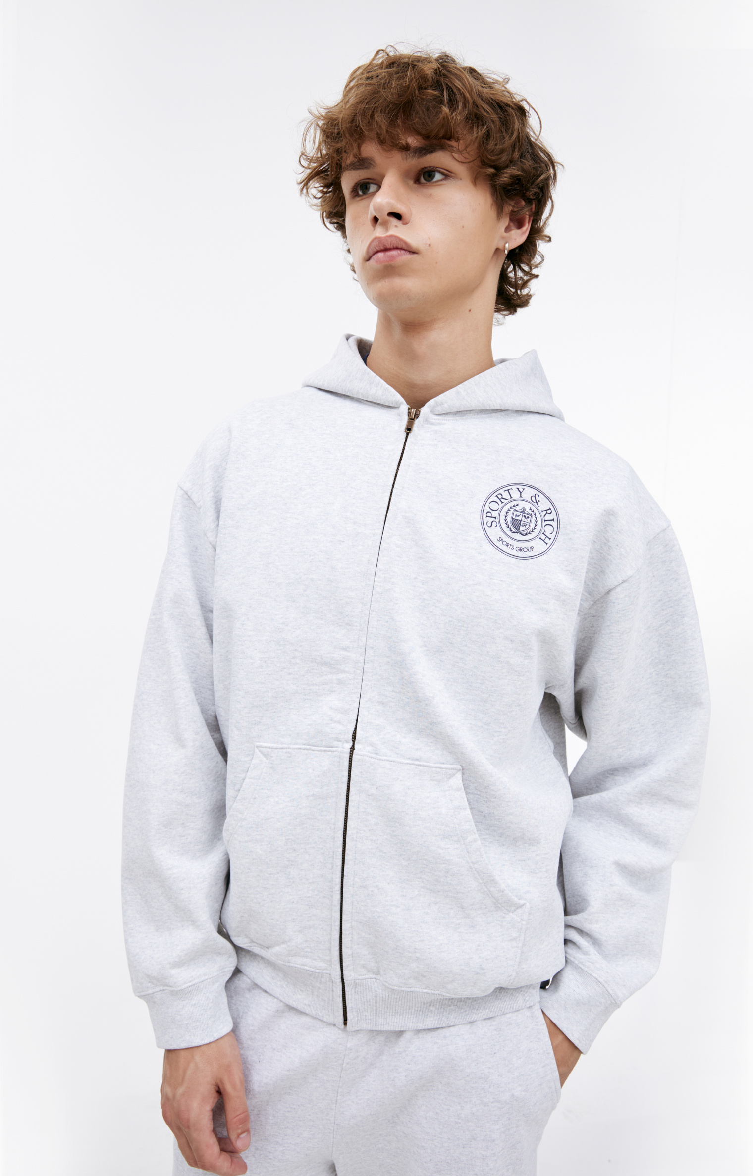 SPORTY & RICH Zippered hoodie with logo