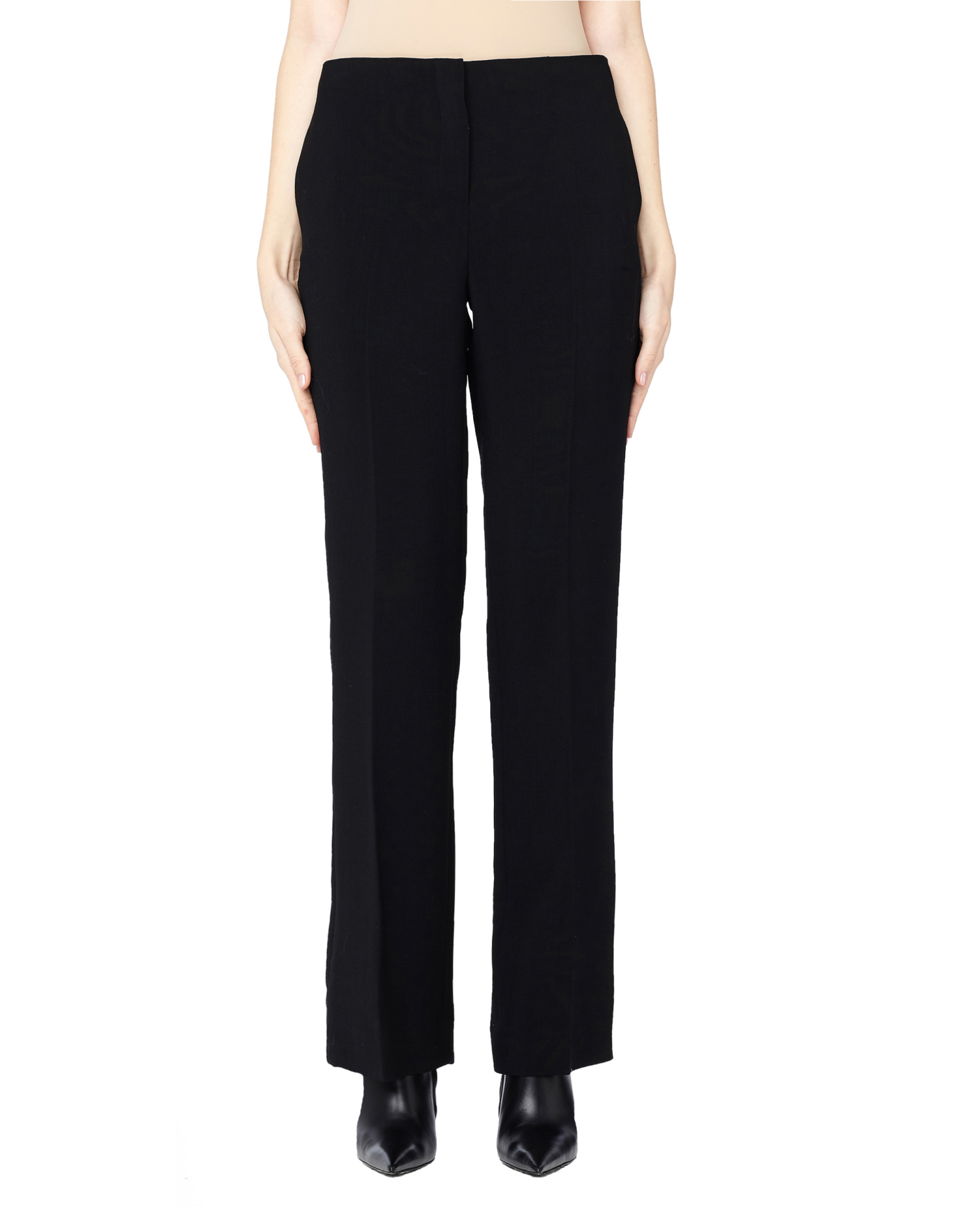 The Row Avery Straight-Leg Black Wool Pants