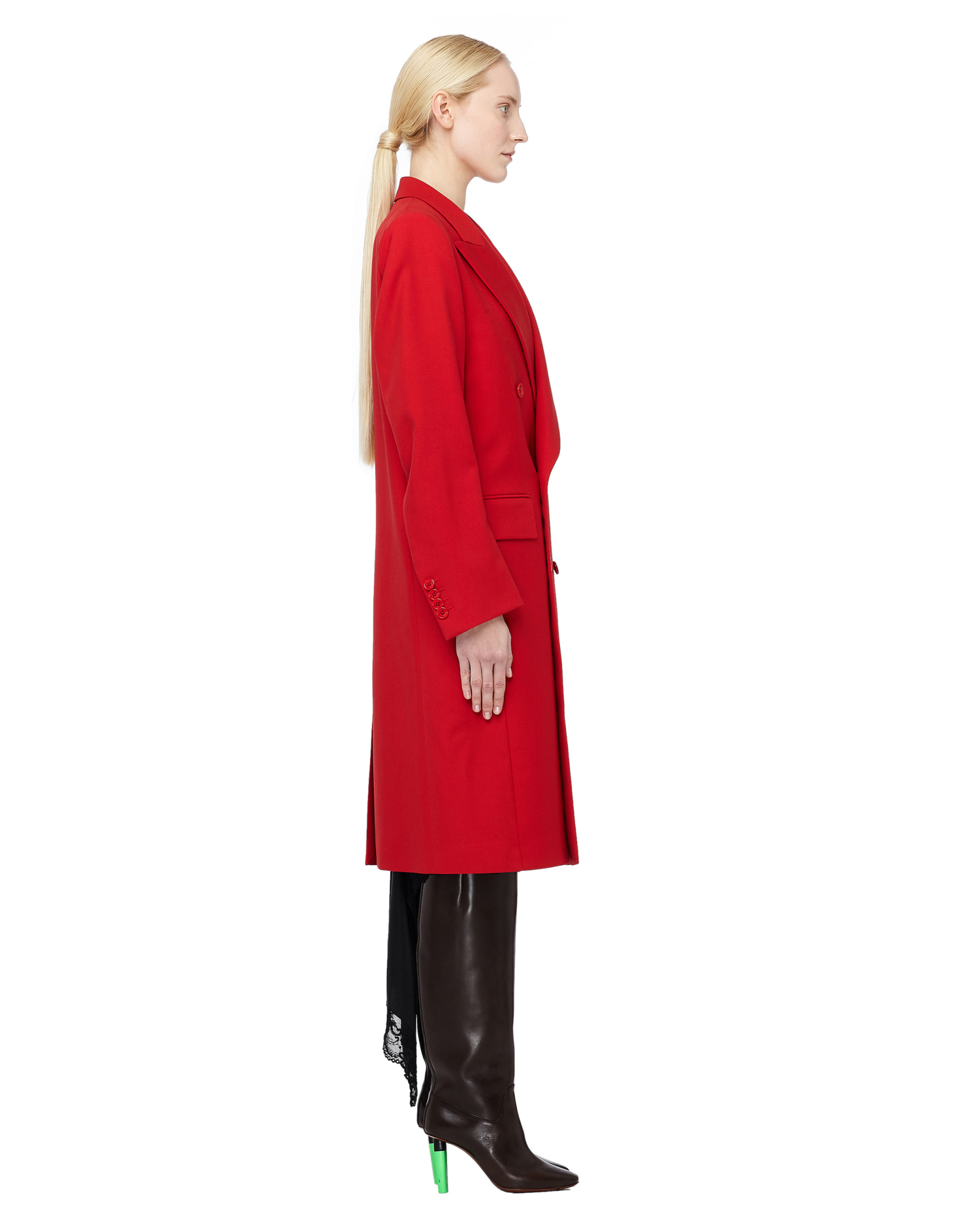 VETEMENTS Двубортное шерстяное пальто красного цвета