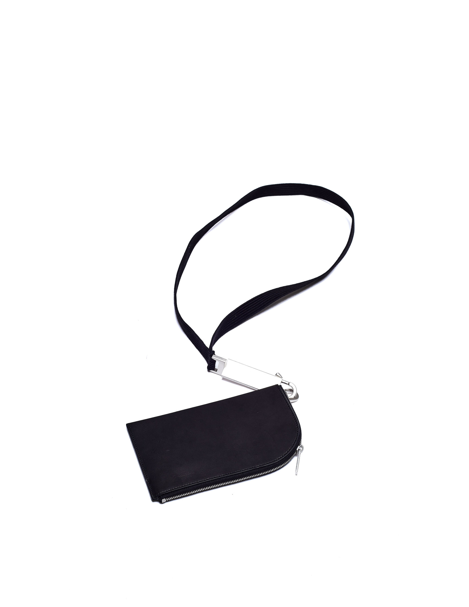 Rick Owens Black Leather Neck Wallet