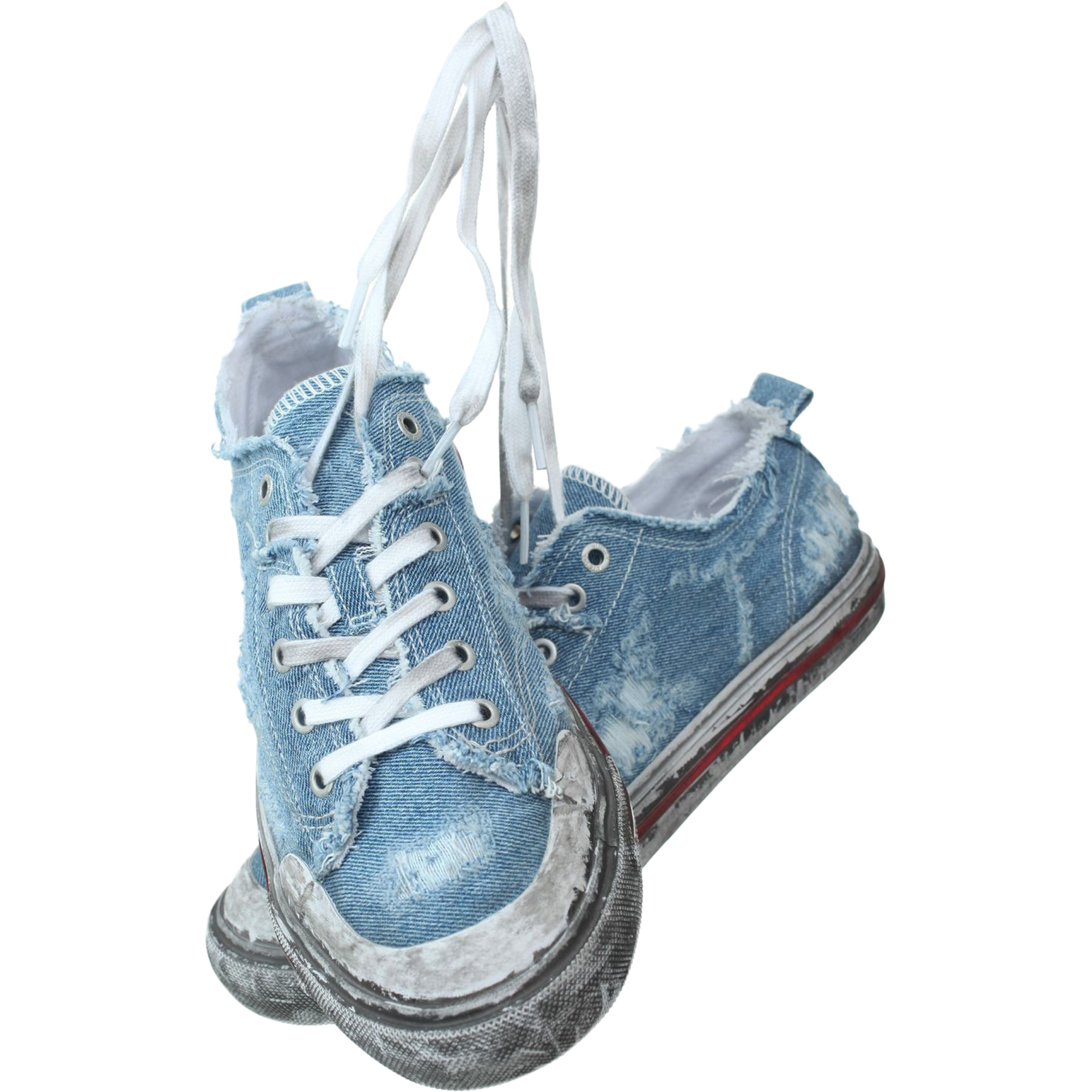 Diesel Distressed-effect denim sneakers