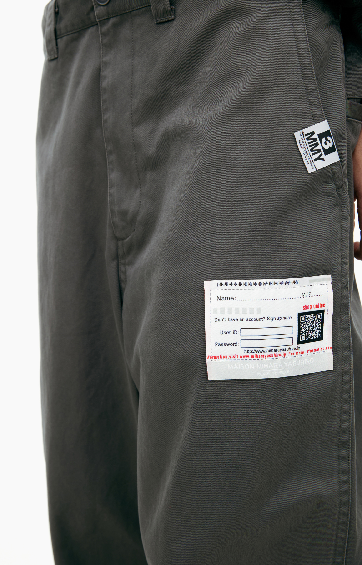 Buy Maison Mihara Yasuhiro men grey layered chino trousers for