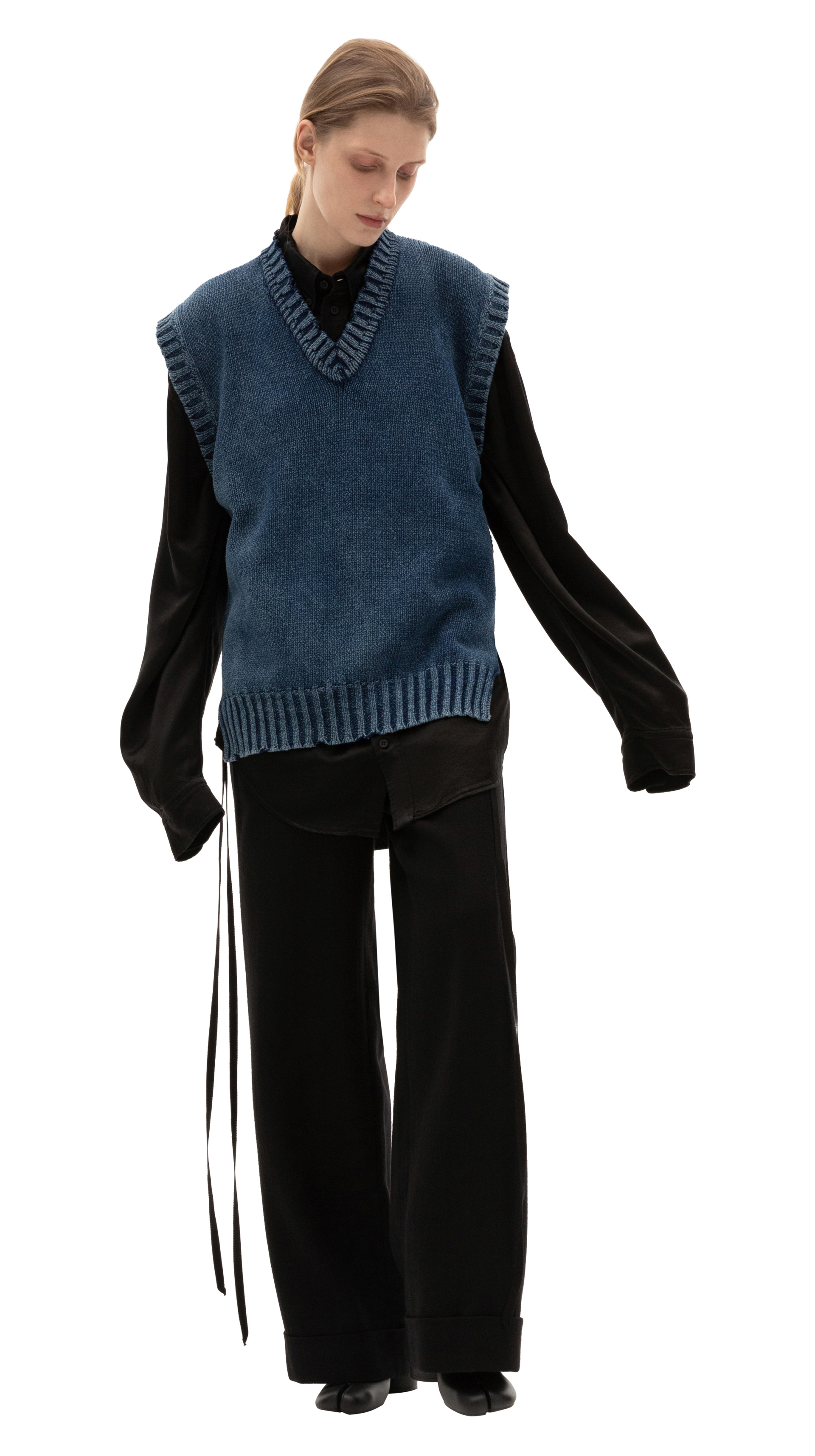 Maison Margiela V-neck Blue Washed Vest