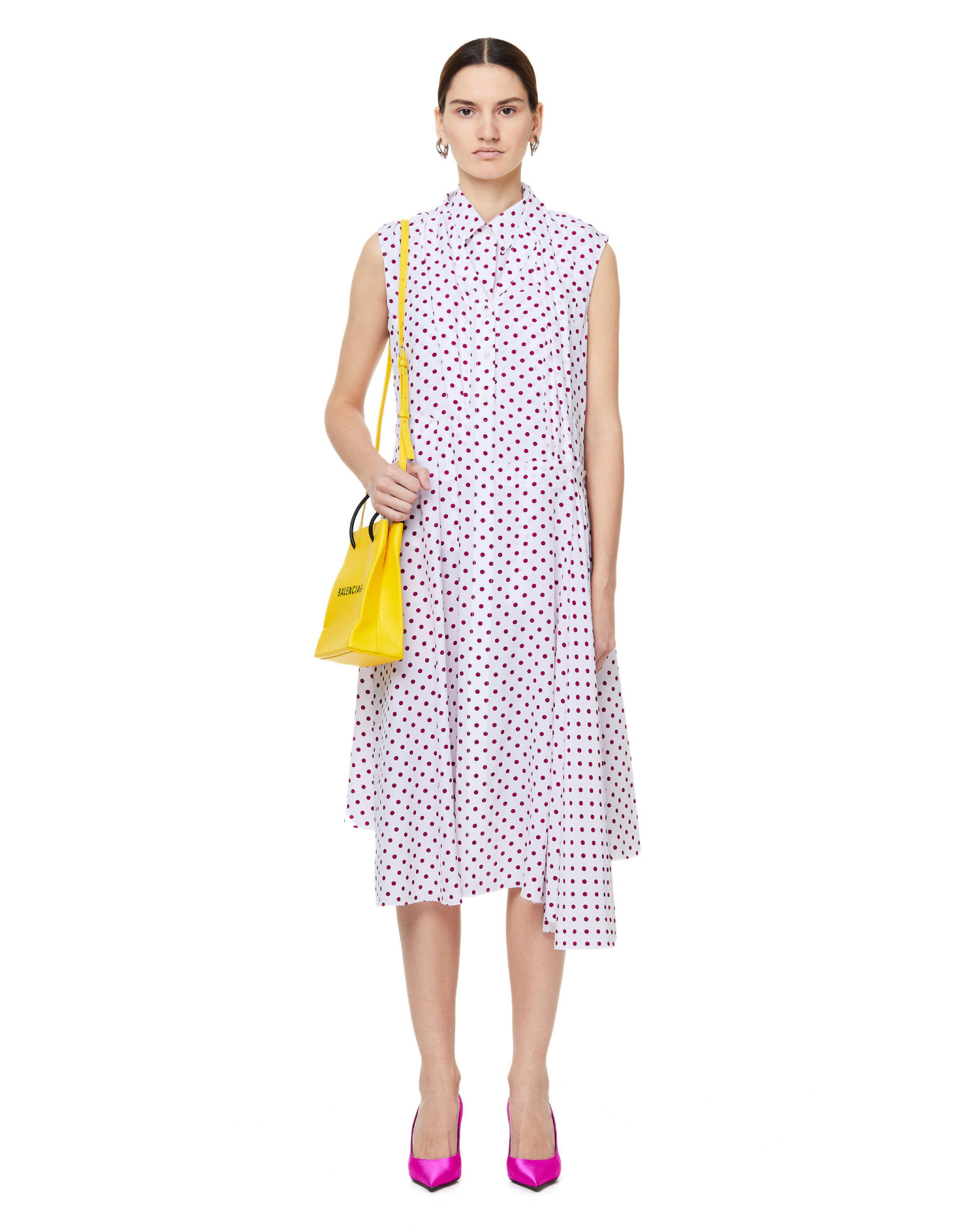 Balenciaga Convertible Viscose Polka Dot Dress