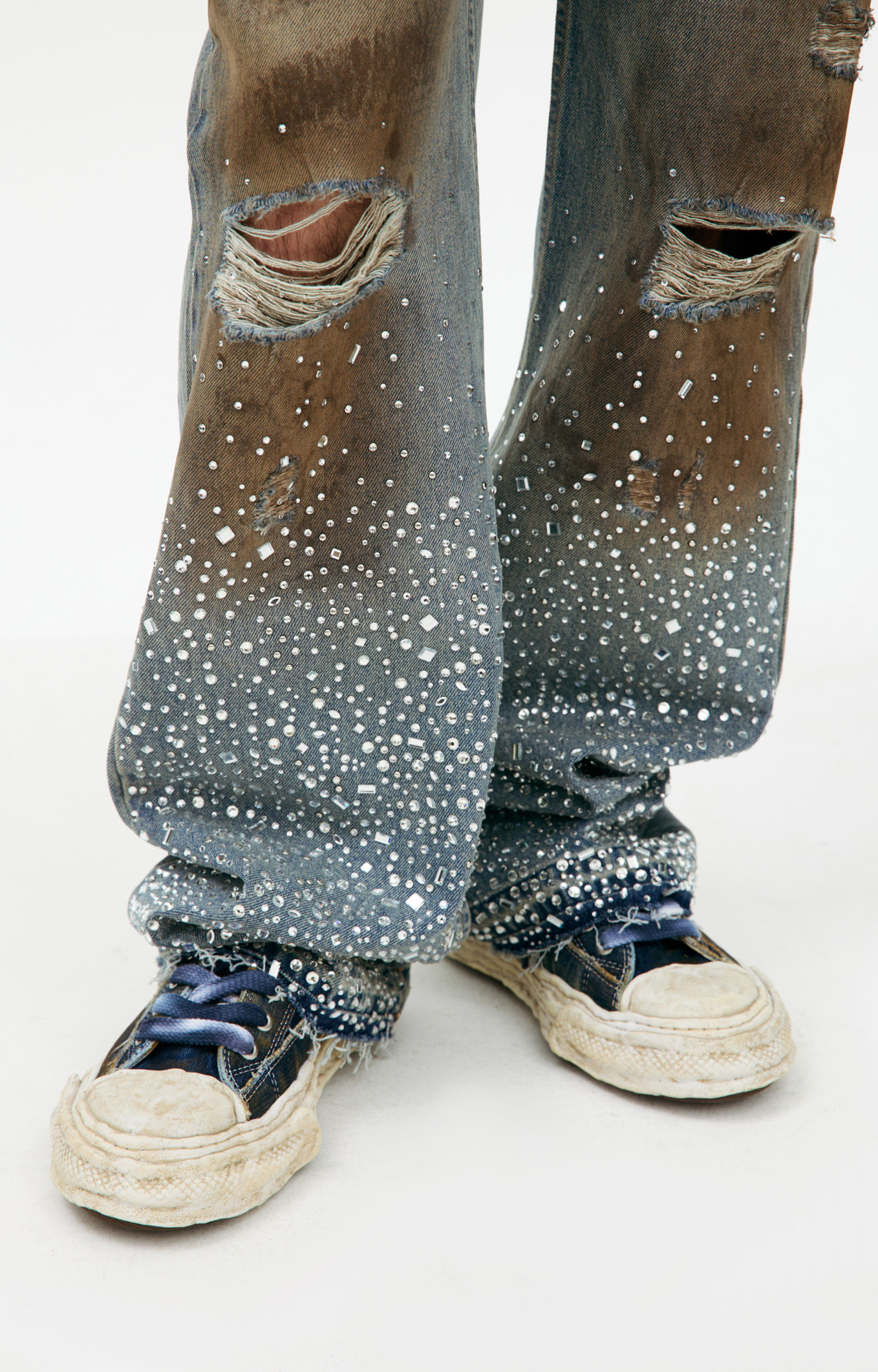 Satoshi Nakamoto Rhinestone Straight Jeans