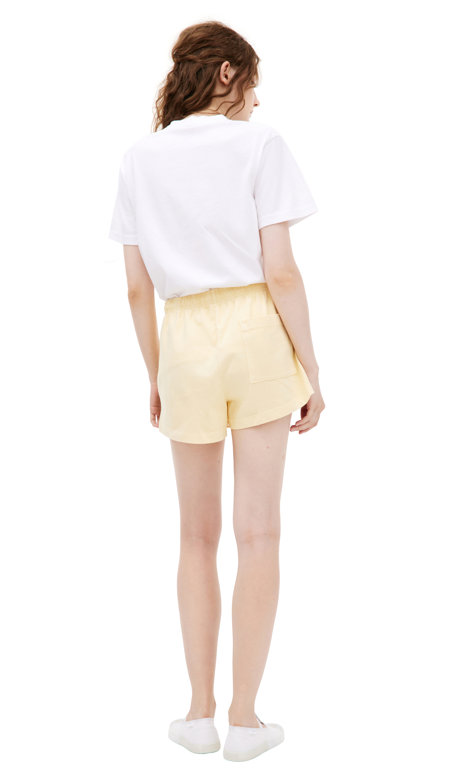 SPORTY & RICH Yellow logo shorts