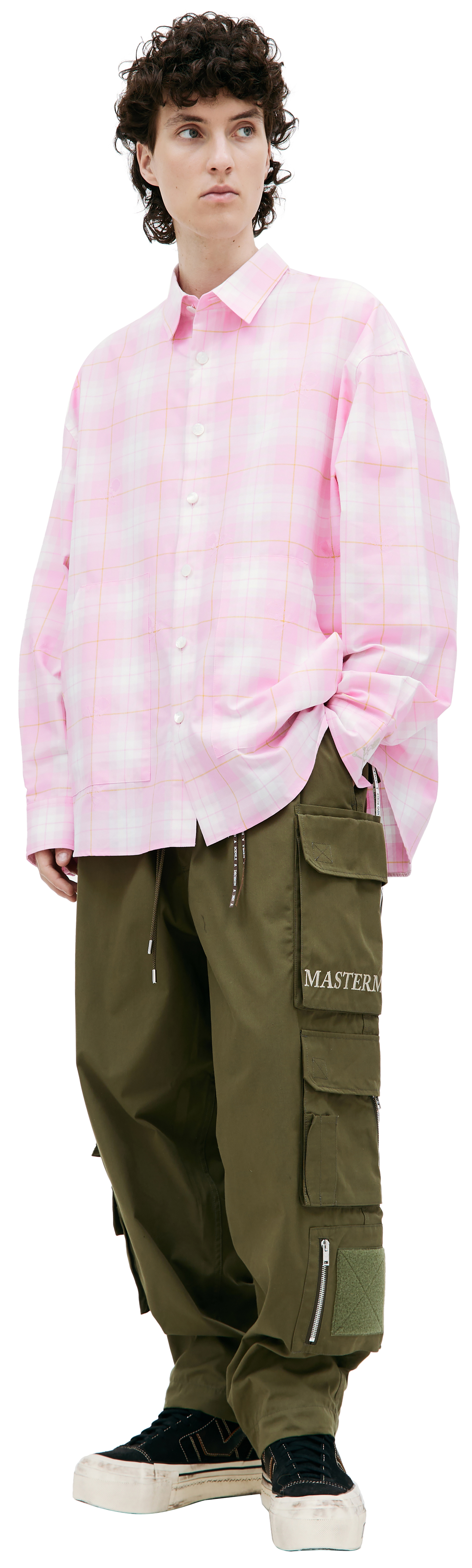 Mastermind WORLD Embroidered plaid shirt