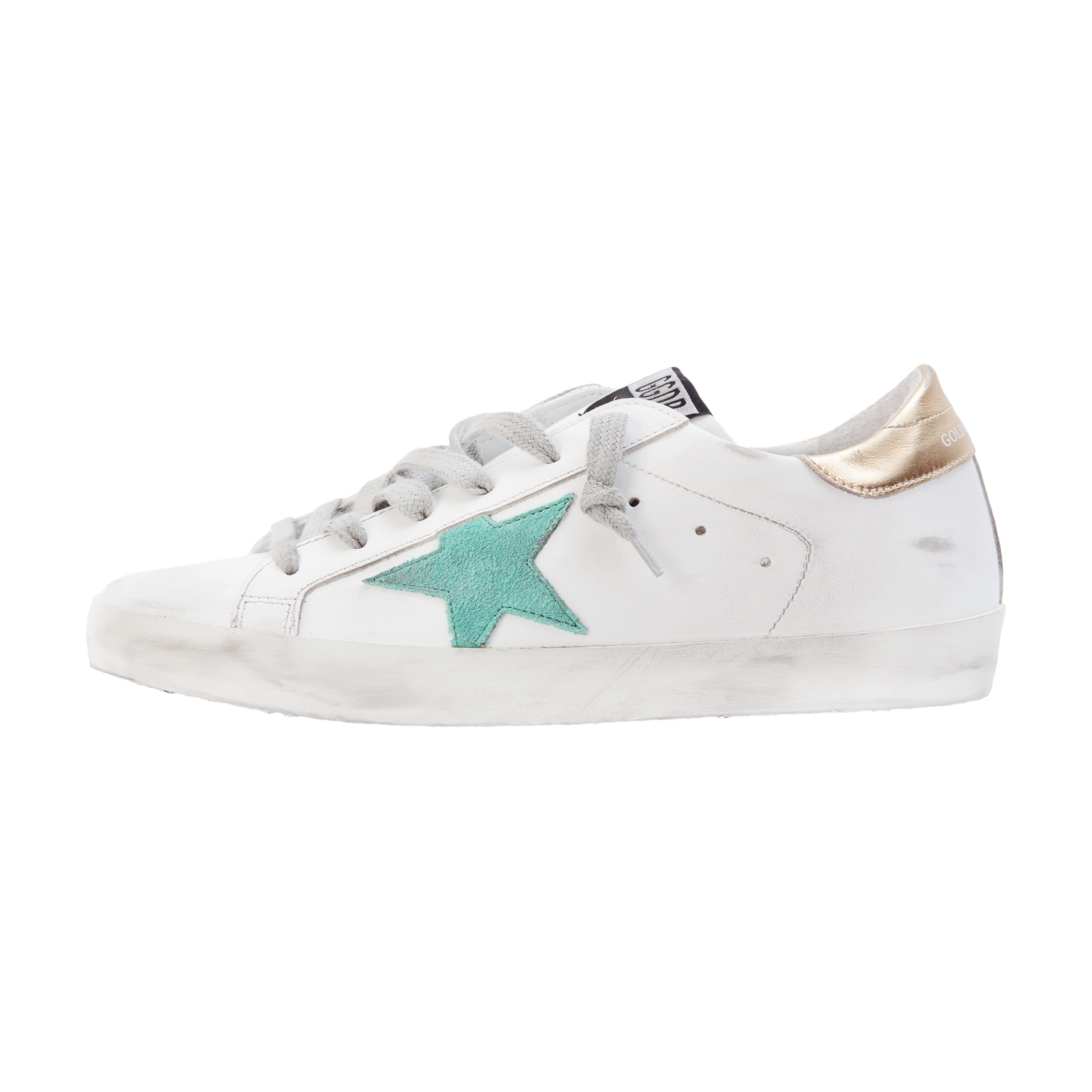 Golden Goose White & Green Superstar Sneakers