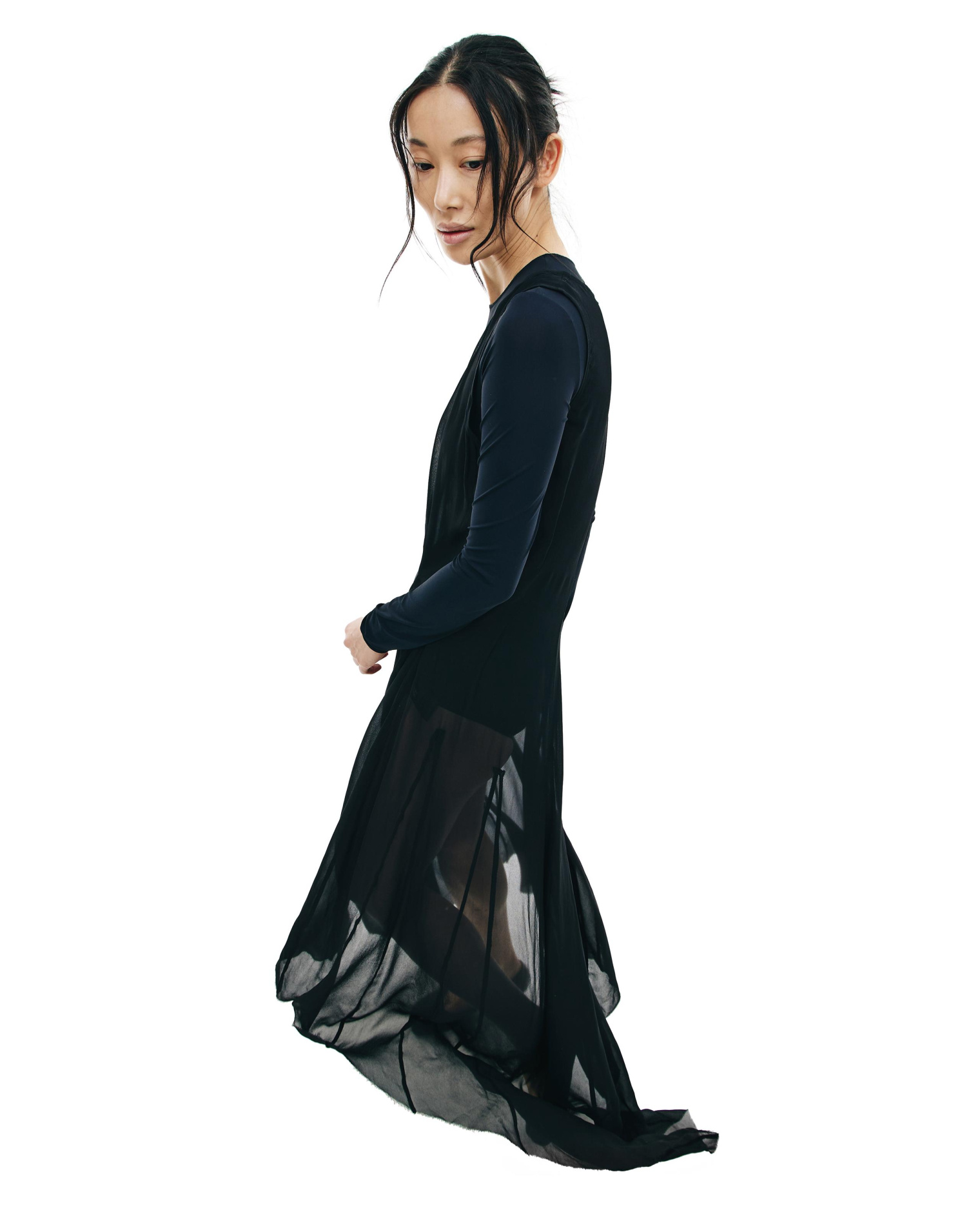 Ann Demeulemeester Полупрозрачное черное платье