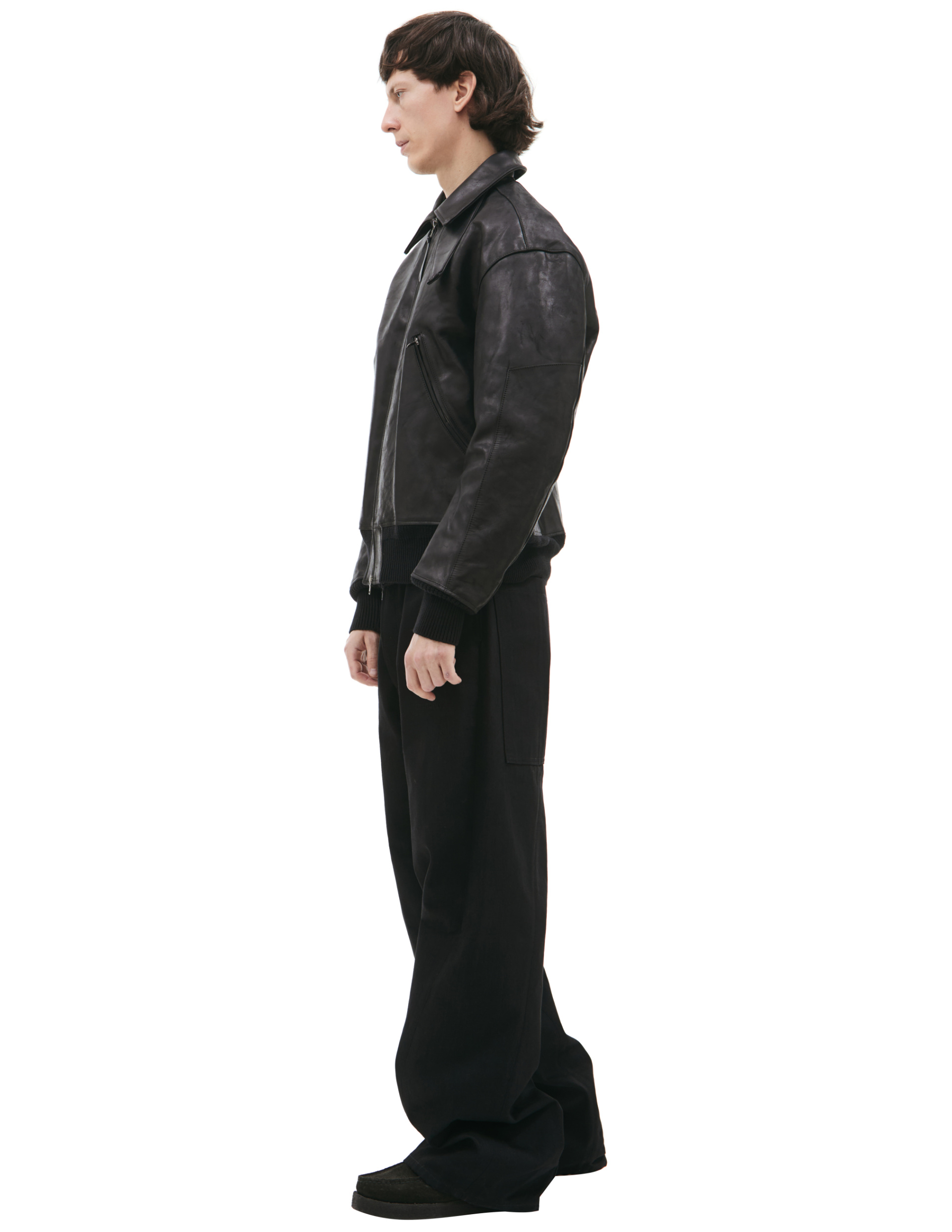 The Viridi-Anne Leather jacket with collar