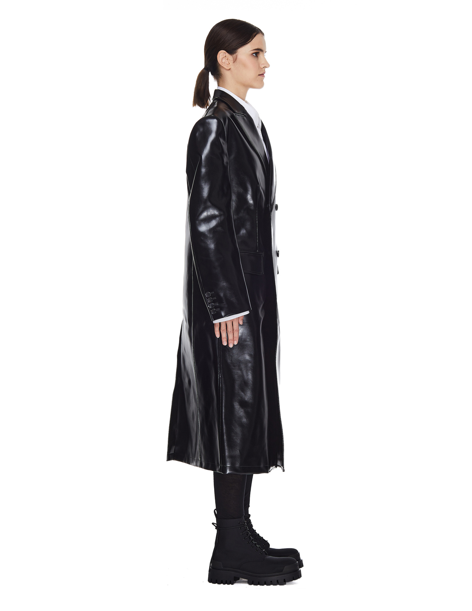 Junya Watanabe Двубортное пальто из искусственной кожи