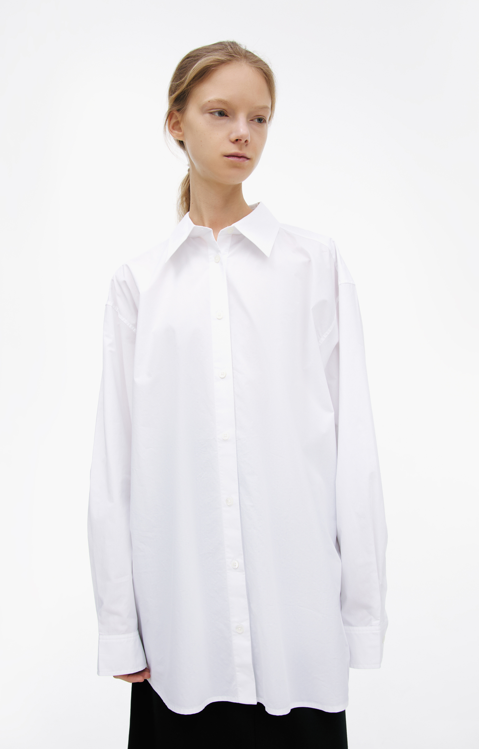 TOTEME Блузка-252-WRT0480-FB0415 рубашка классическая,пуговицы,острый ворот,белая