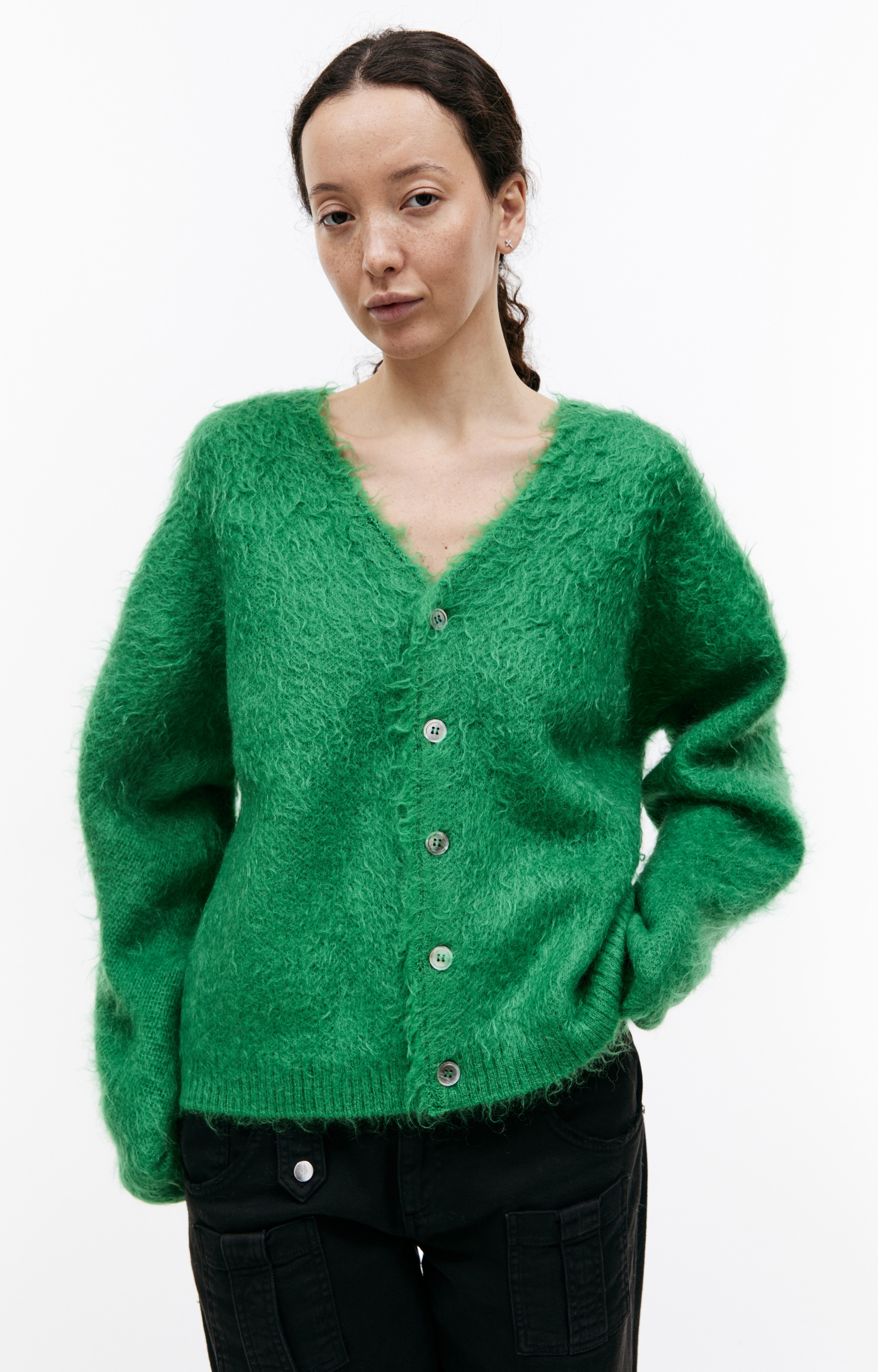 Buy Saint Michael women green mohair cardigan for $935 online on 