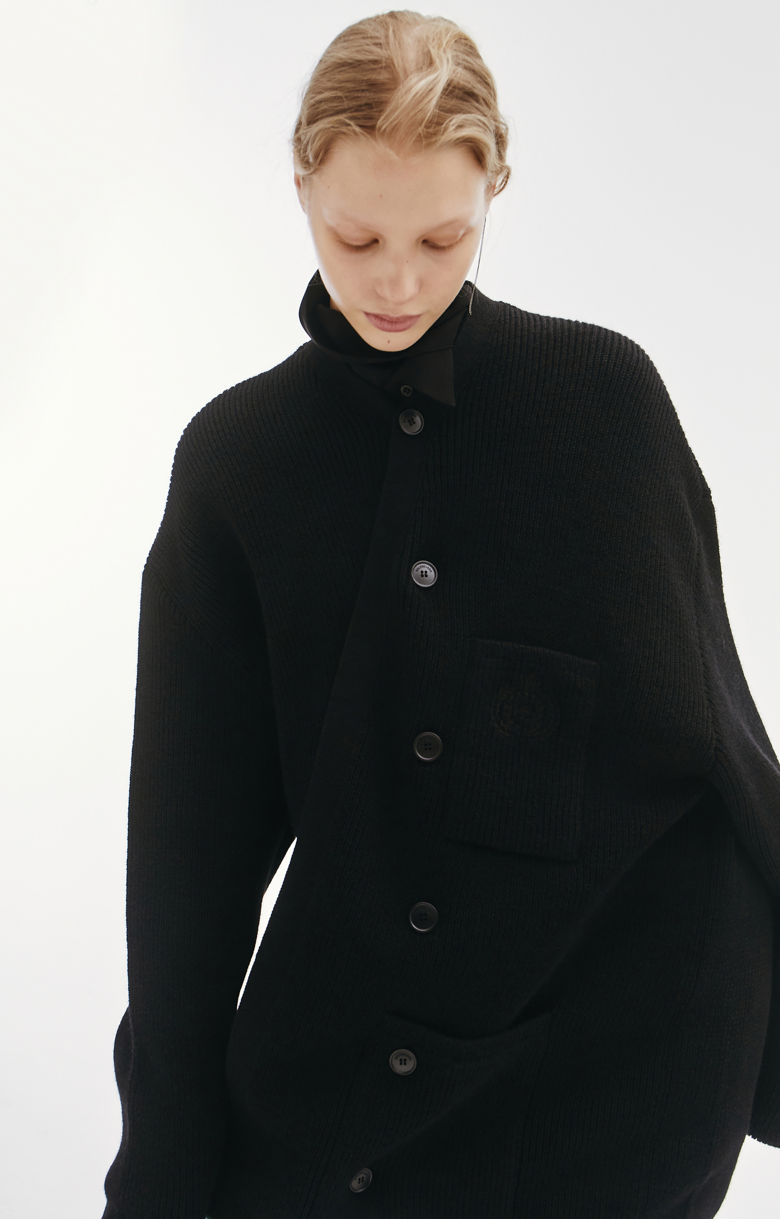 Balenciaga Black Wool Long Sleeve Cardigan