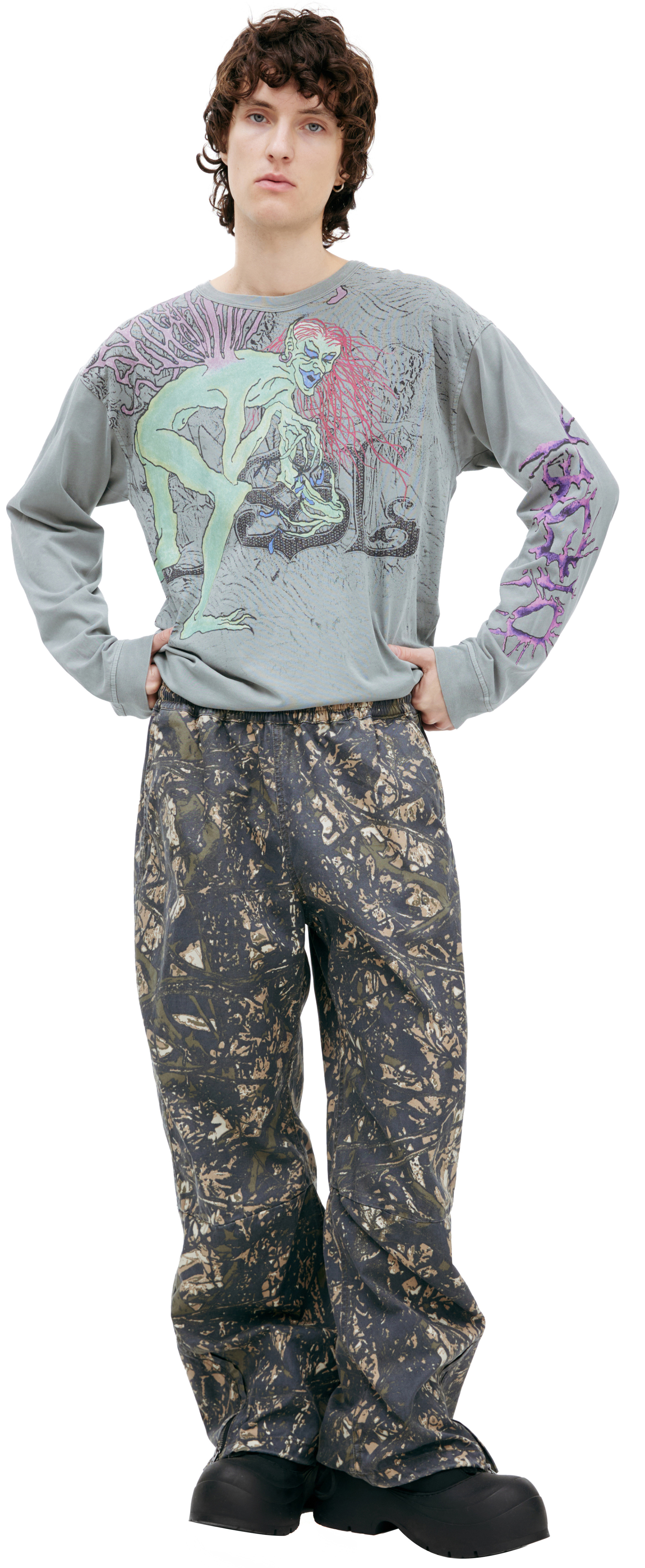 Diesel Wide leg trousers with monoprint