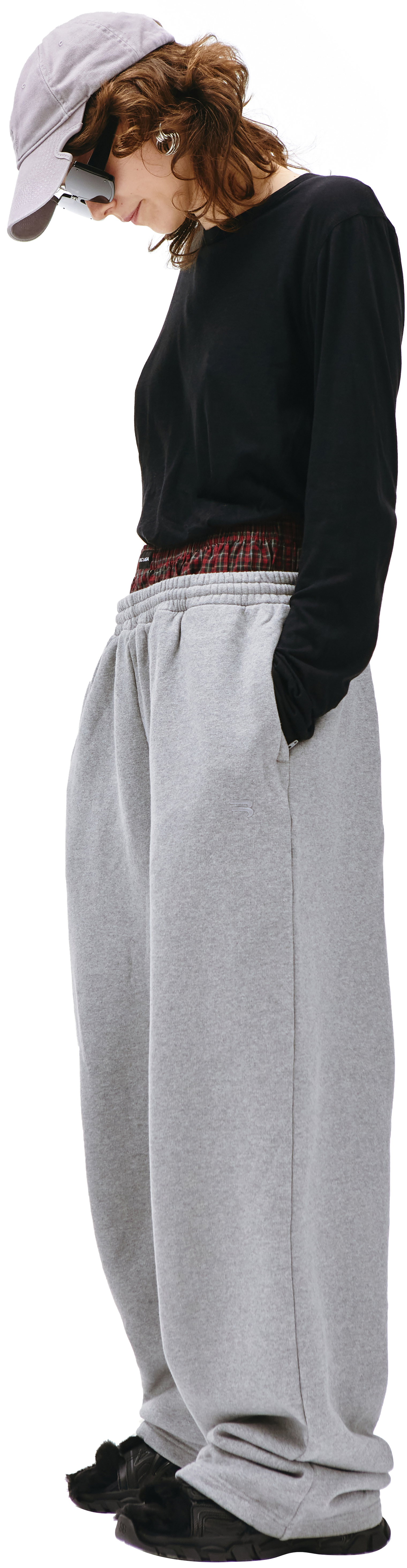 Balenciaga Double Waistband Sweatpants Red And Grey