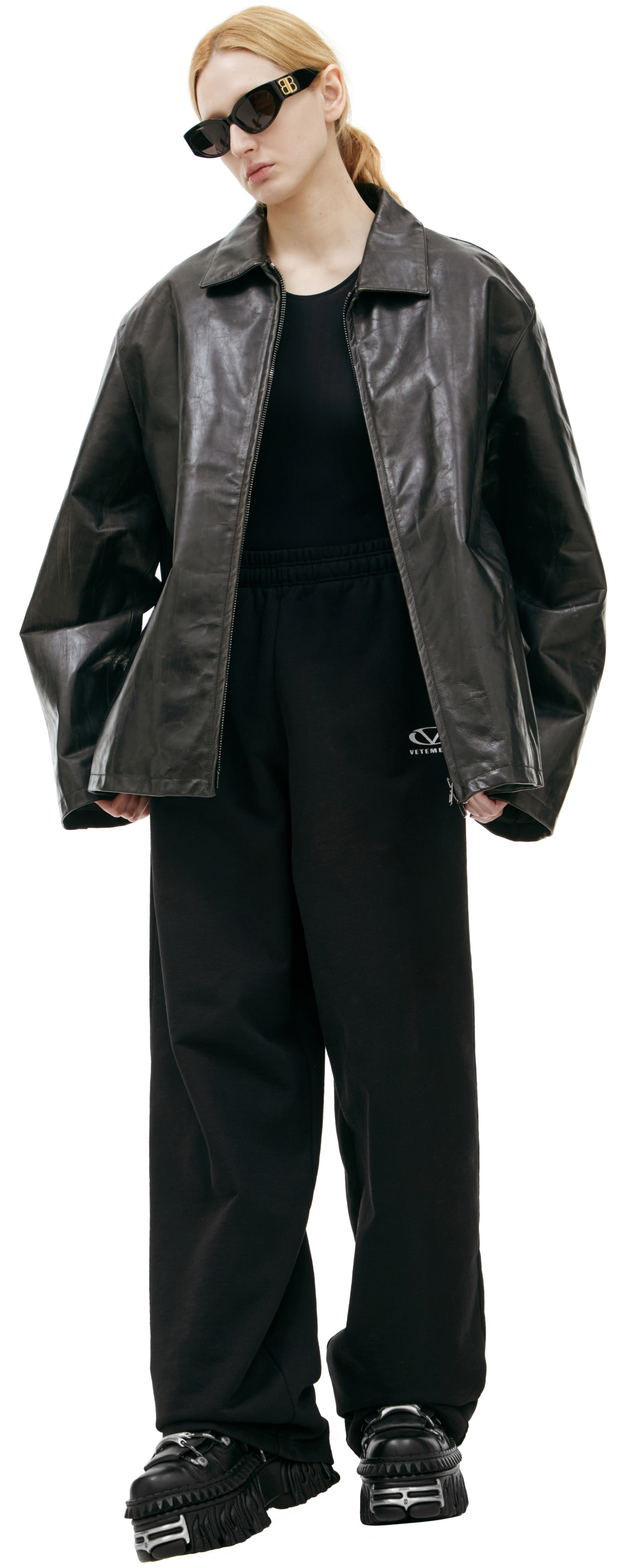 VETEMENTS Leather jacket with collar