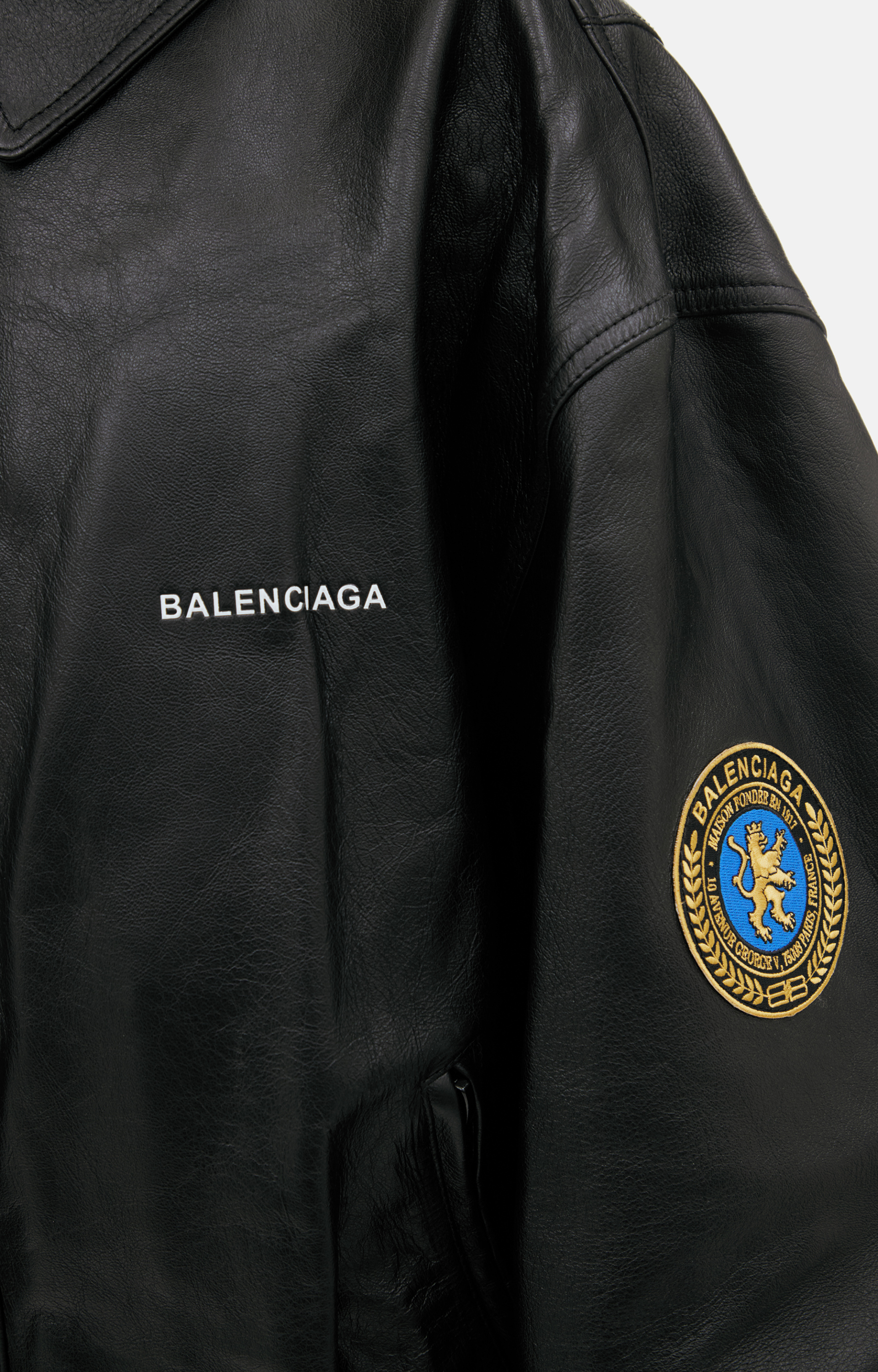 Balenciaga Leather jacket with patches