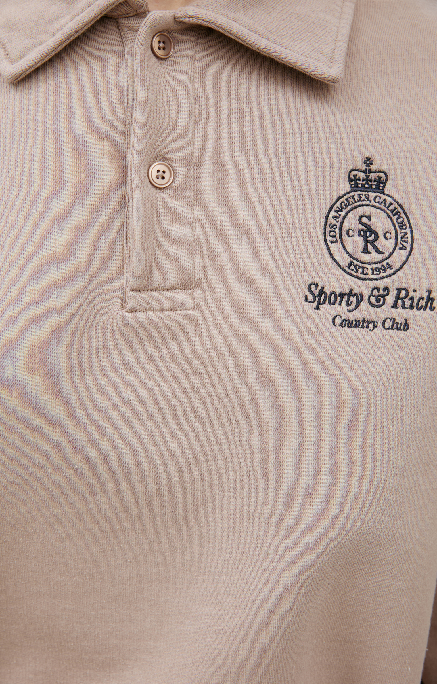 SPORTY & RICH Beige long sleeve polo