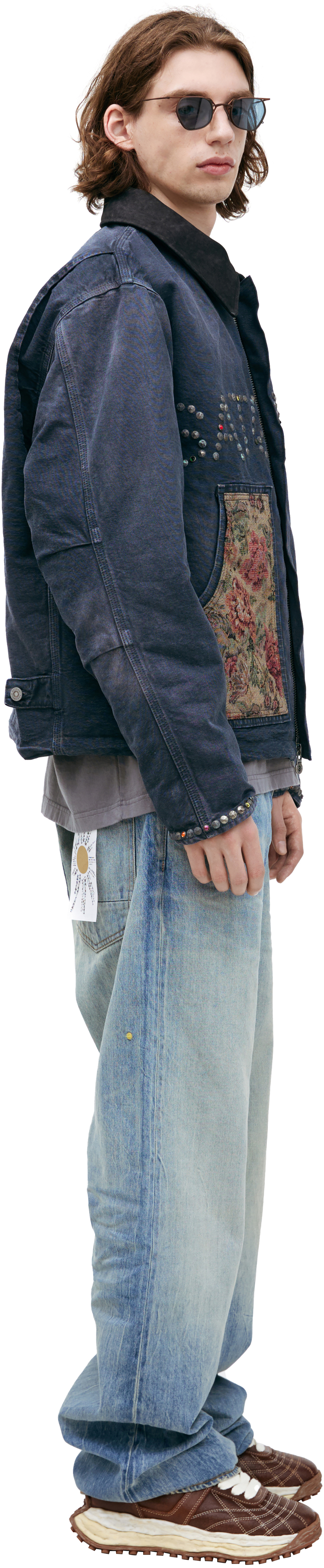 Buy Satoshi Nakamoto men blue jacket with a turn-down collar for