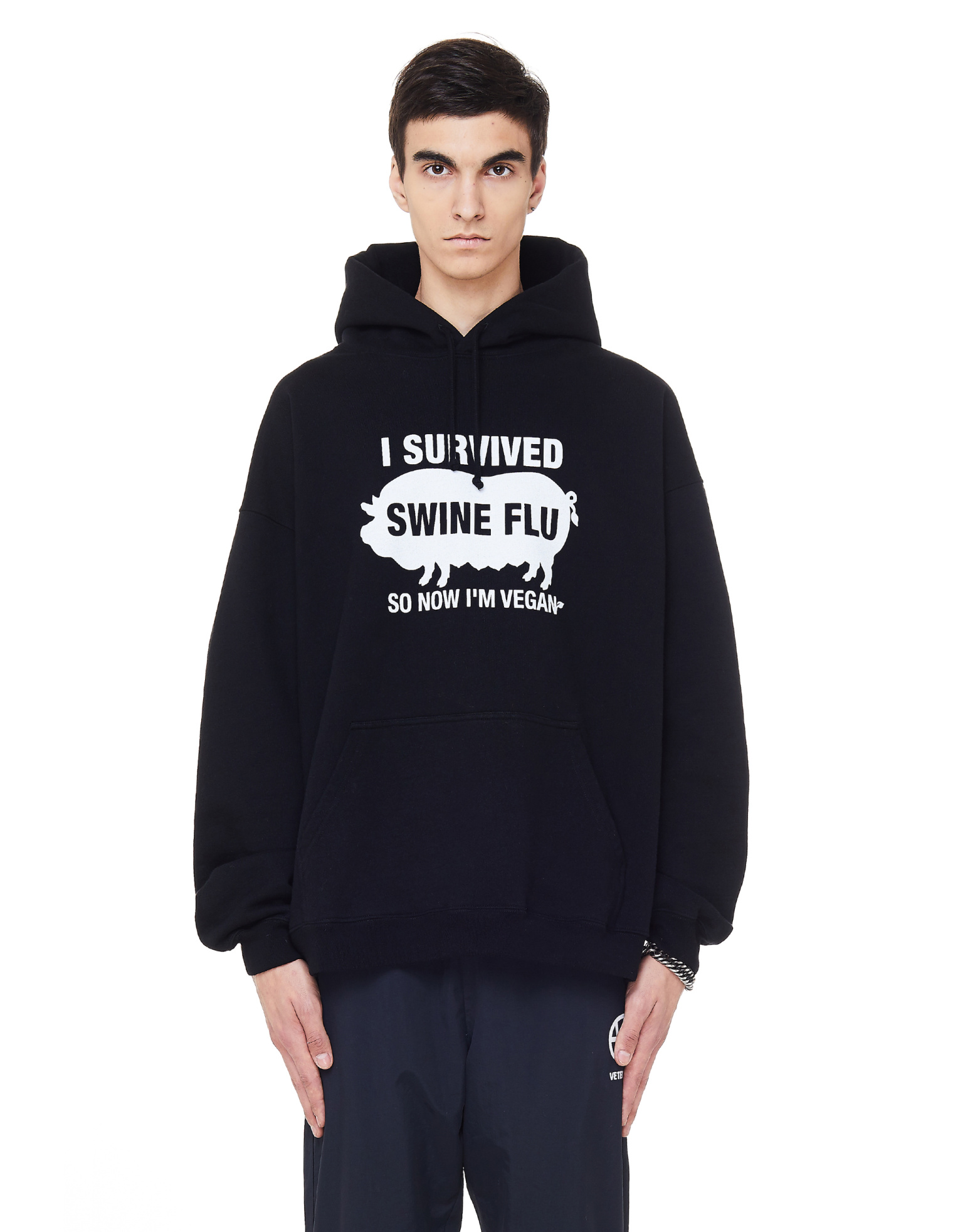 VETEMENTS HaHaHa Black Cotton Hoodie