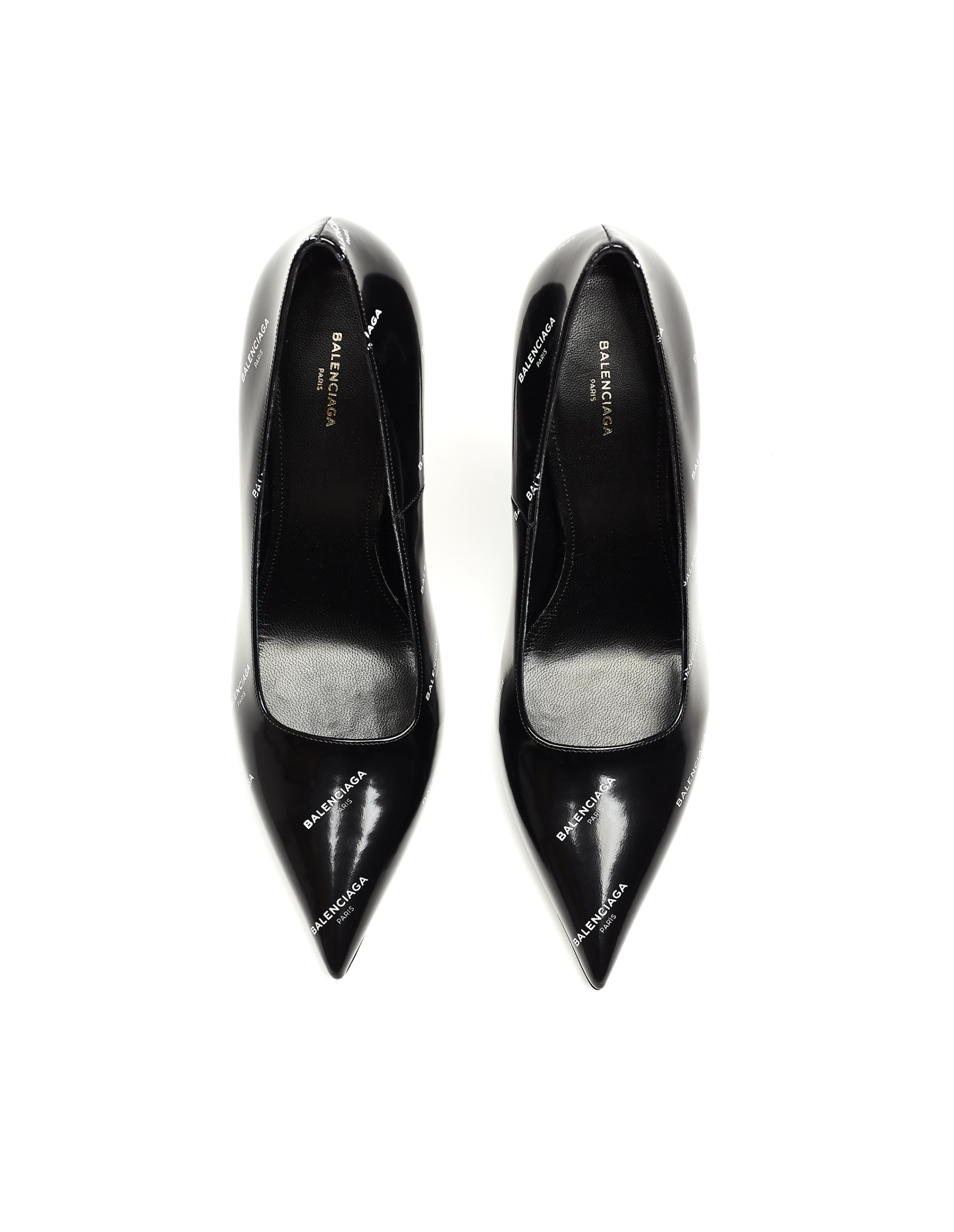 Balenciaga Leather Slash Logo Heels