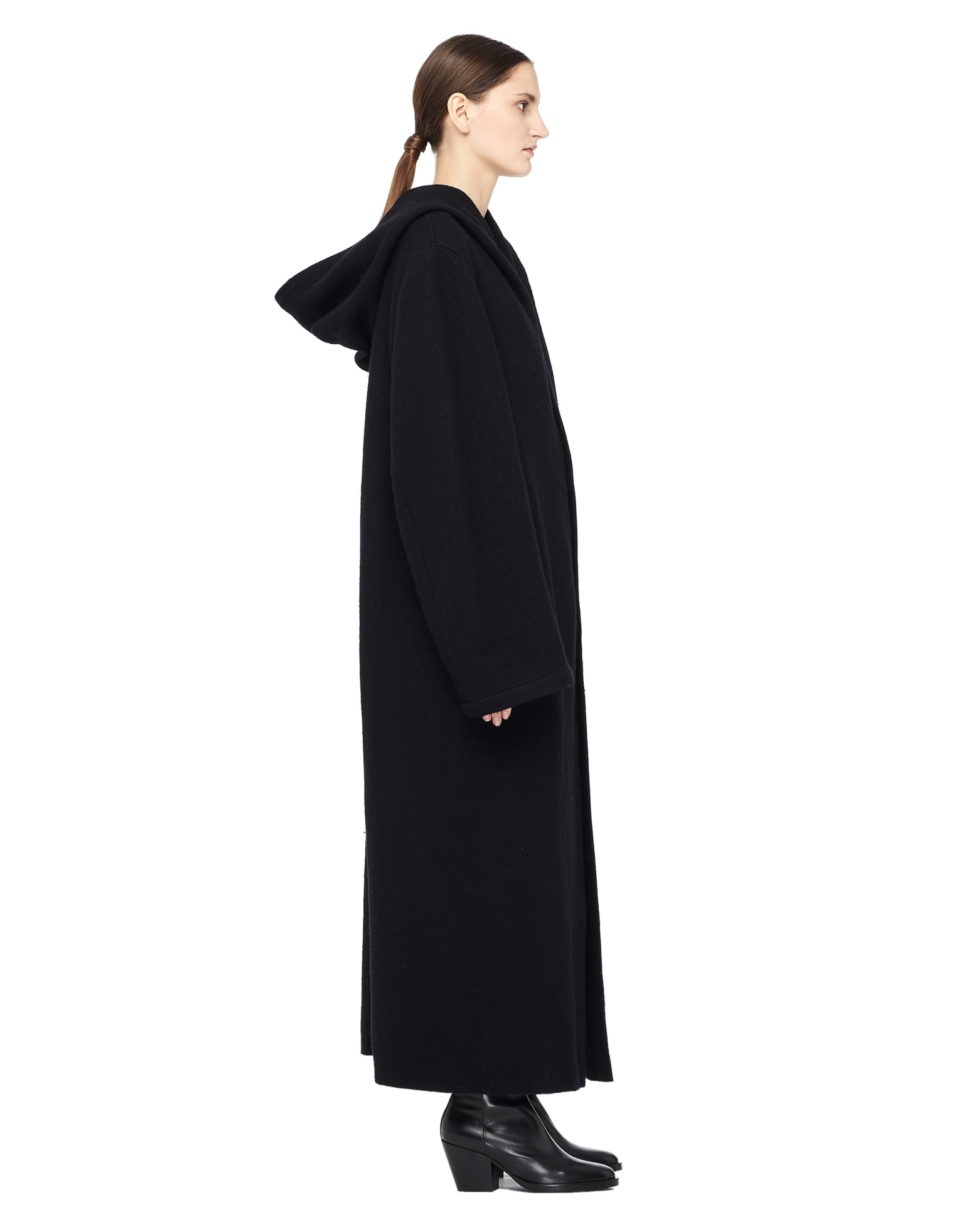 Yohji Yamamoto Шерстяное пальто макси с капюшоном