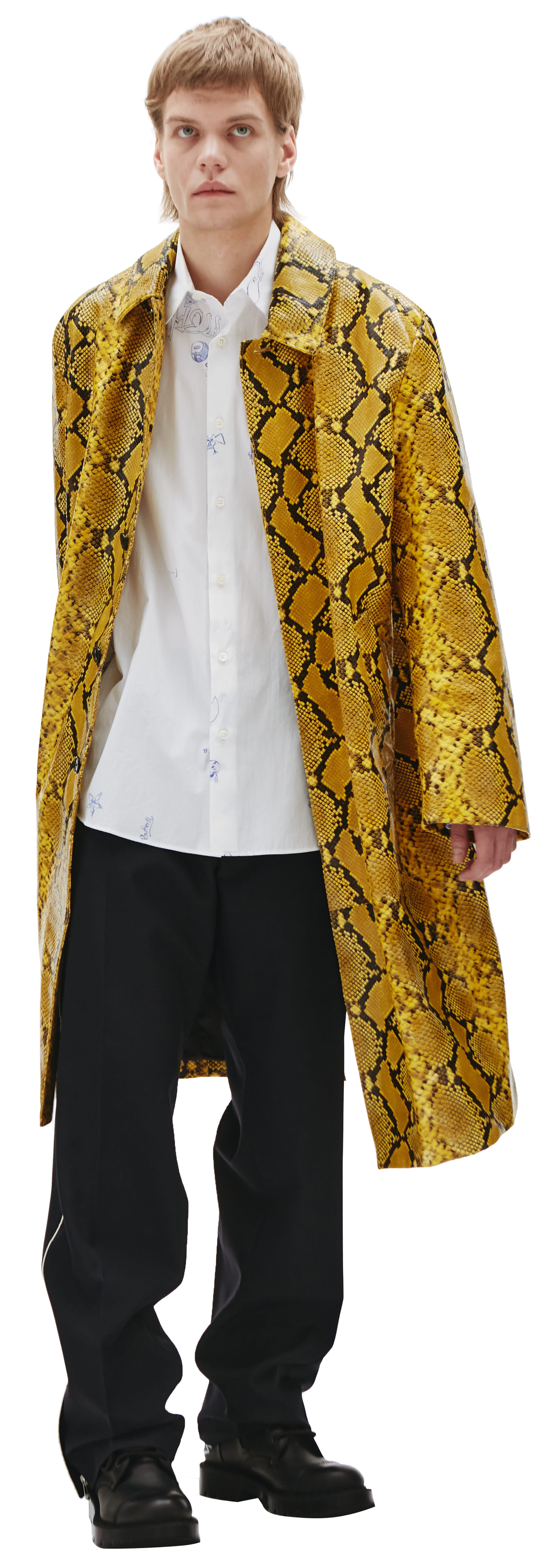 VETEMENTS Yellow Python Leather Coat