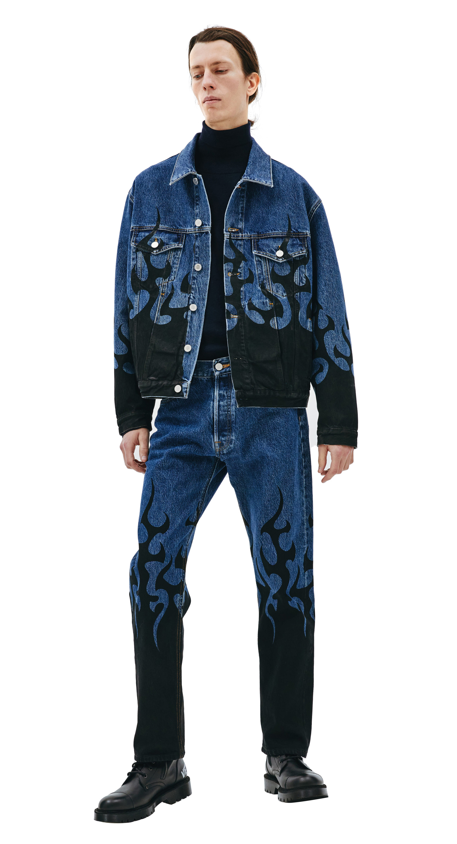 VETEMENTS Flame Print Denim Jacket