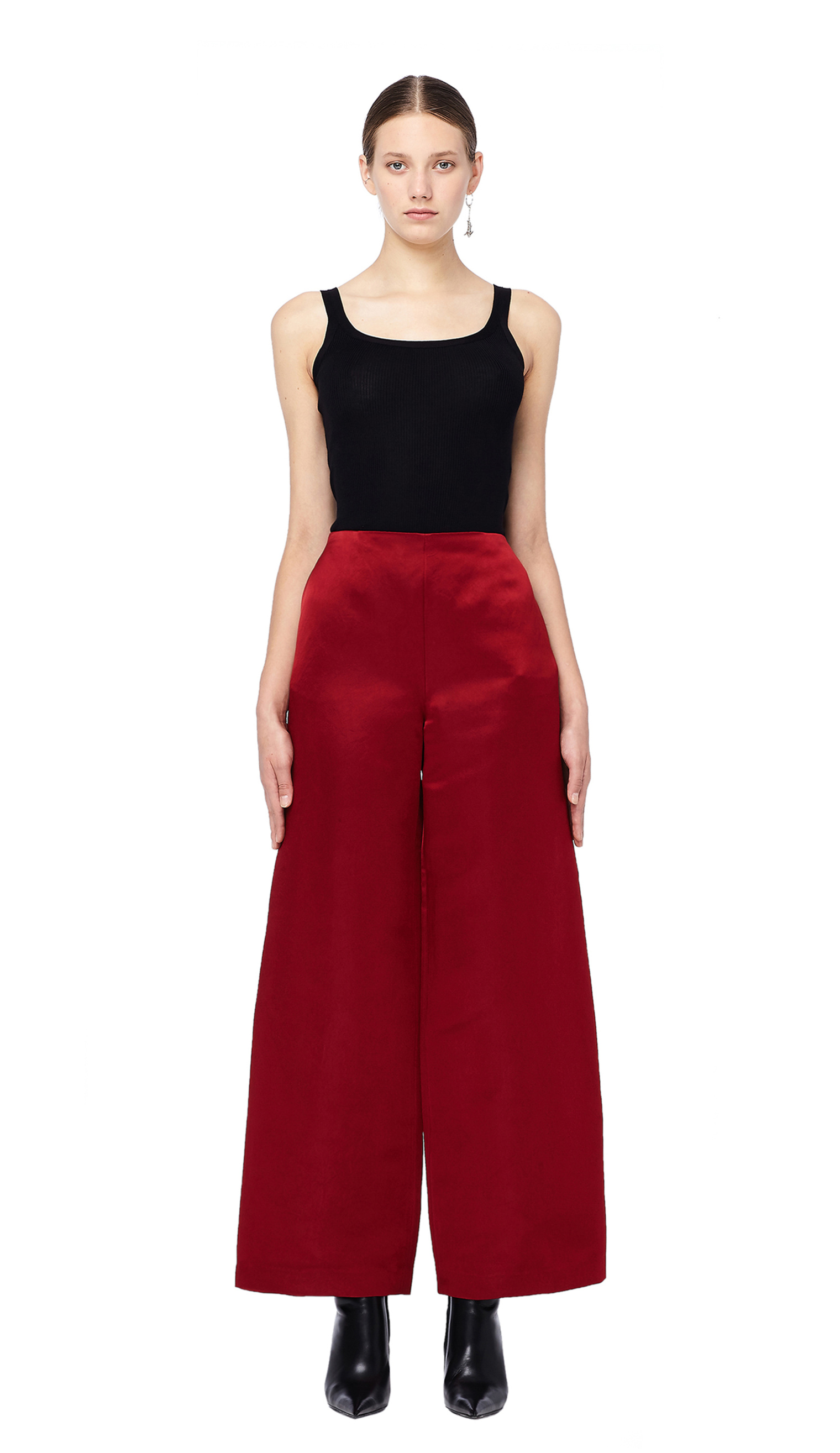 The Row Strom Wide Leg Red Silk Pants