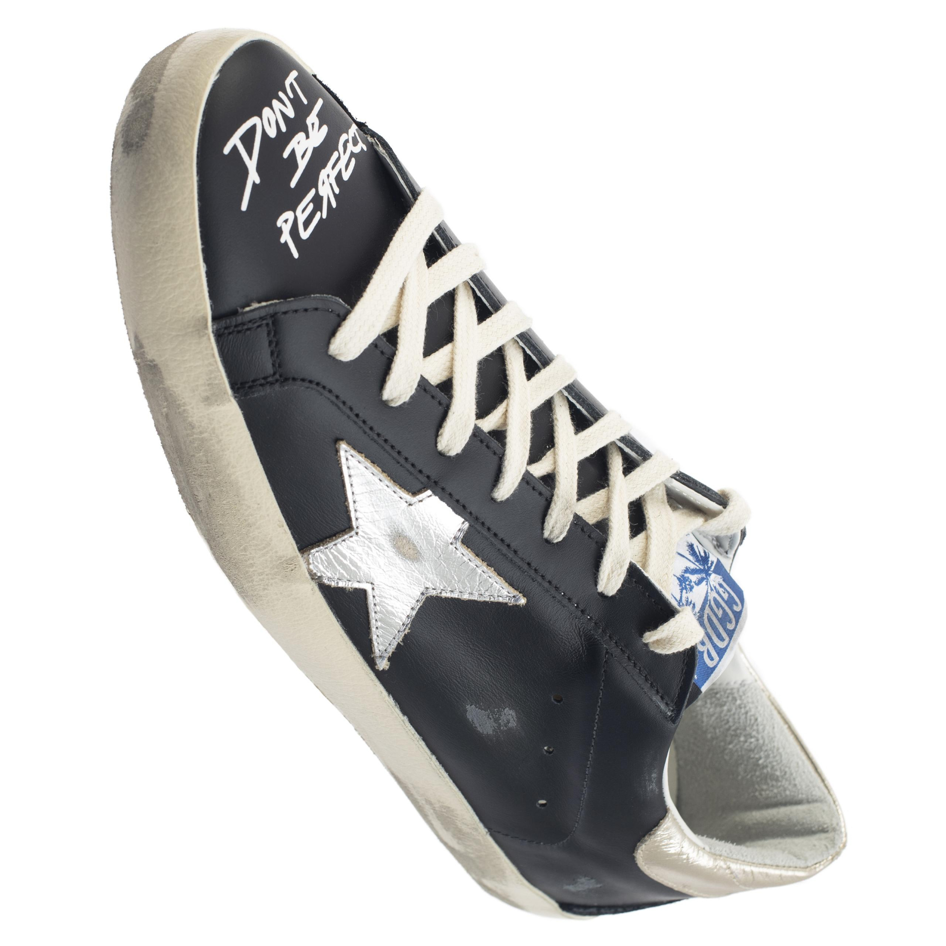 Golden Goose Black Superstar lettering sneakers
