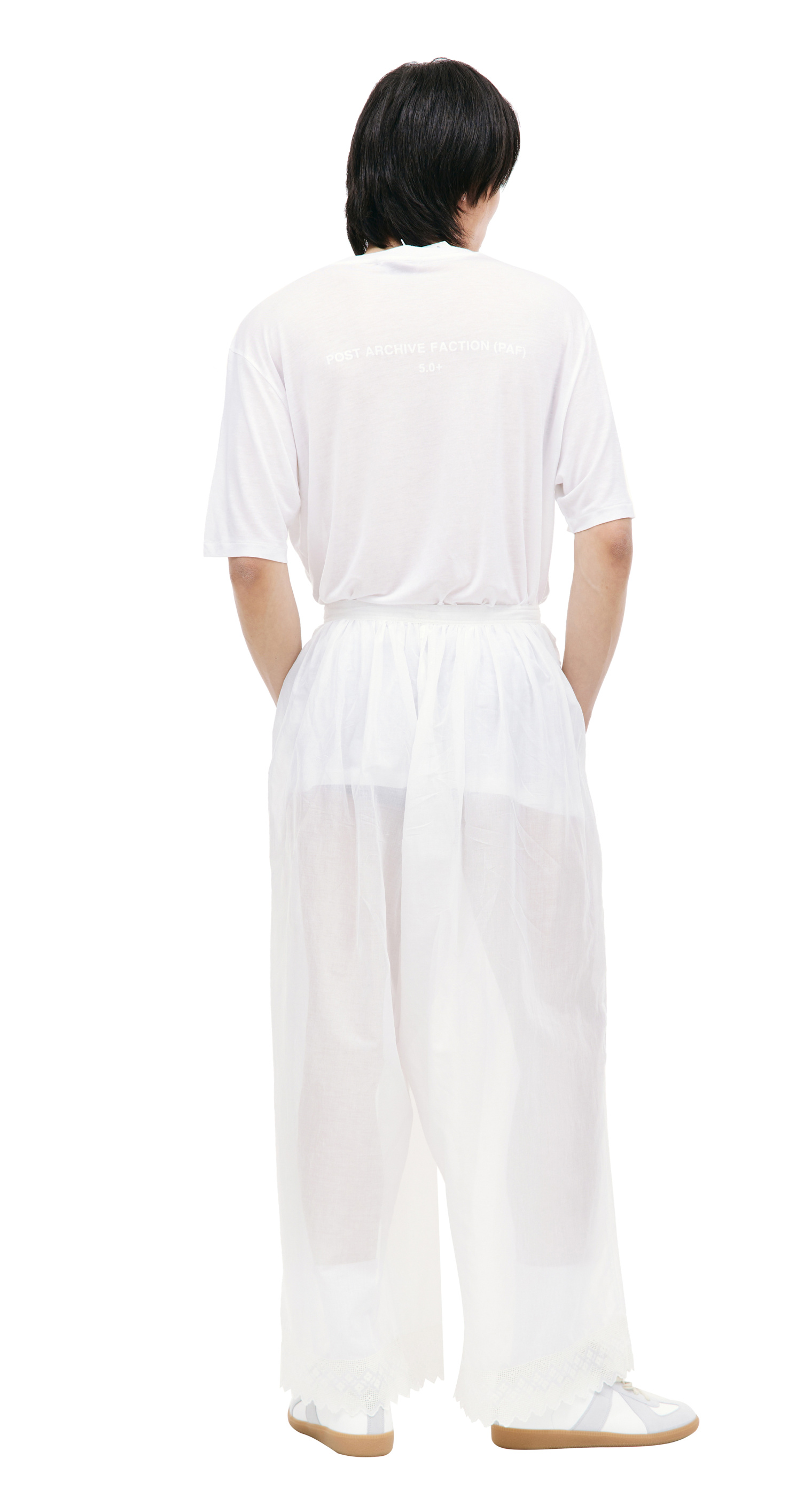 Hed Mayner White gathered trousers