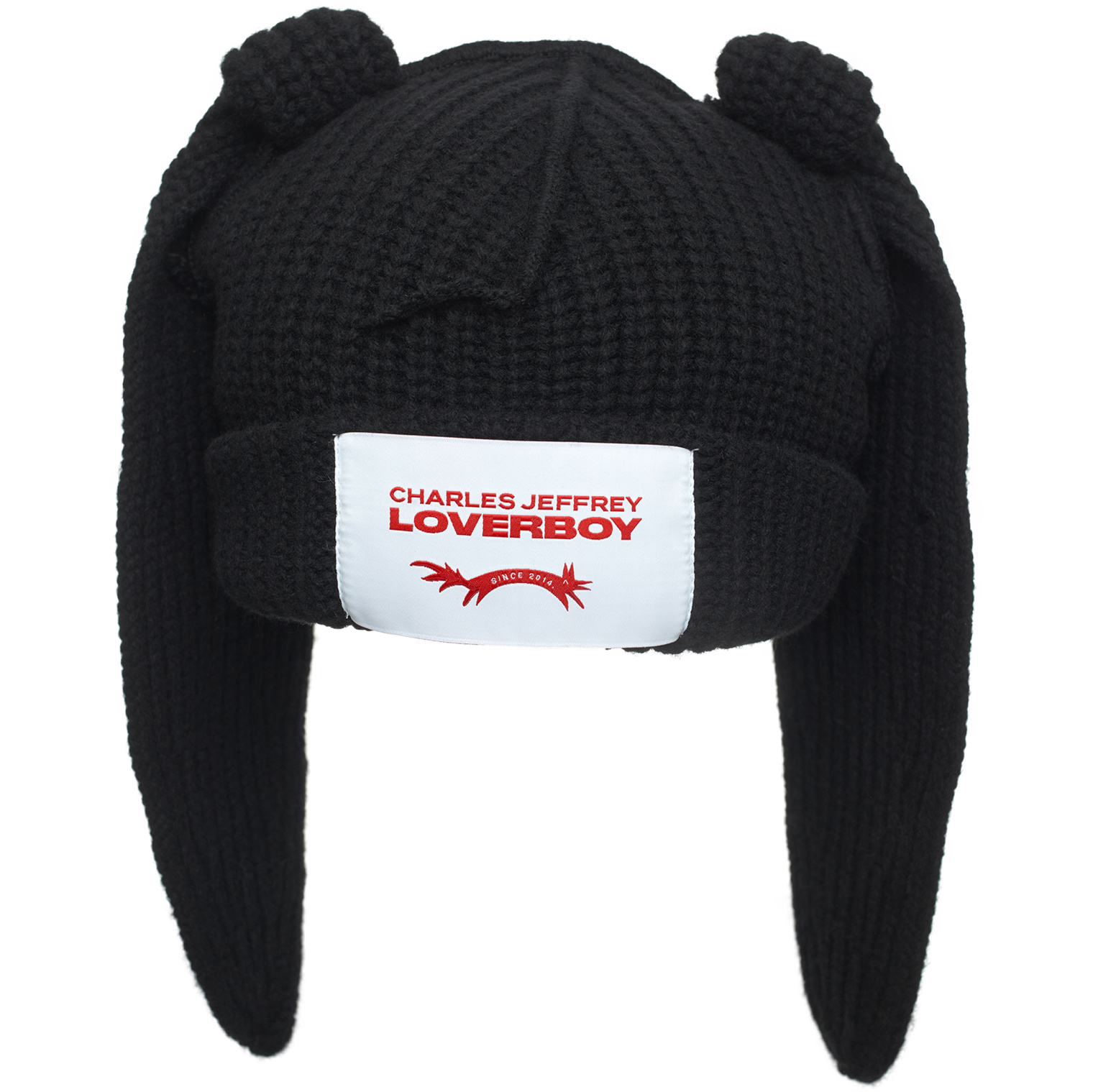 CHARLES JEFFREY LOVERBOY Black chunky rabbit beanie