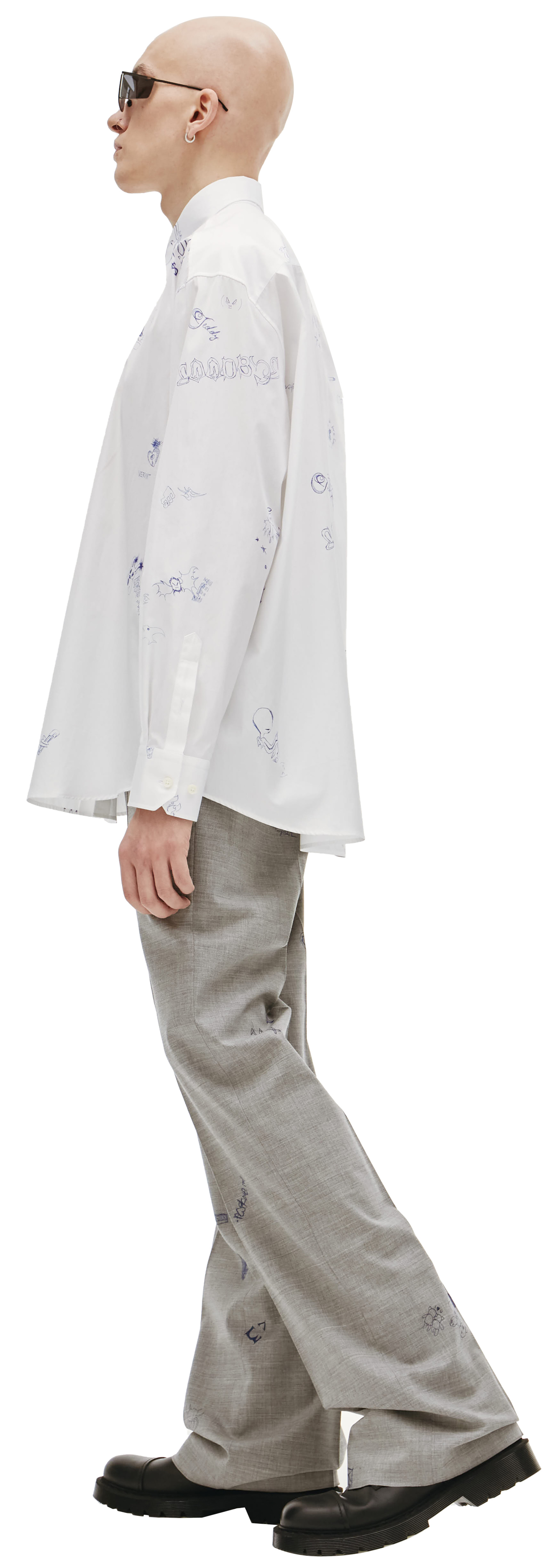 VETEMENTS Оверсайз рубашка Scribbled из хлопка