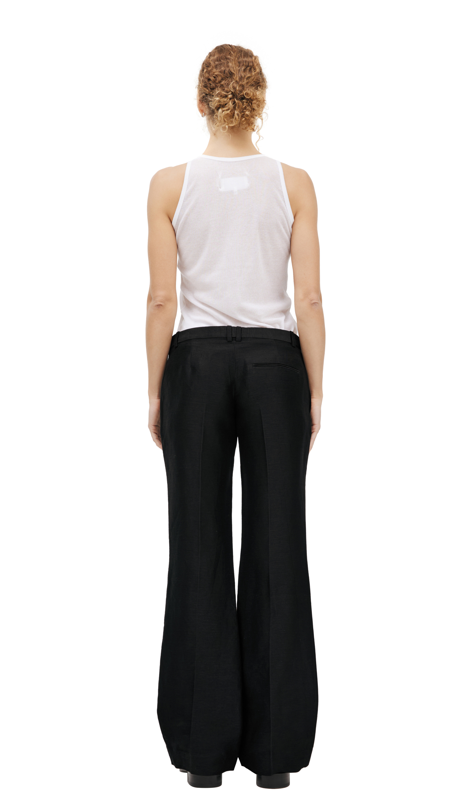 The Row Black linen trousers