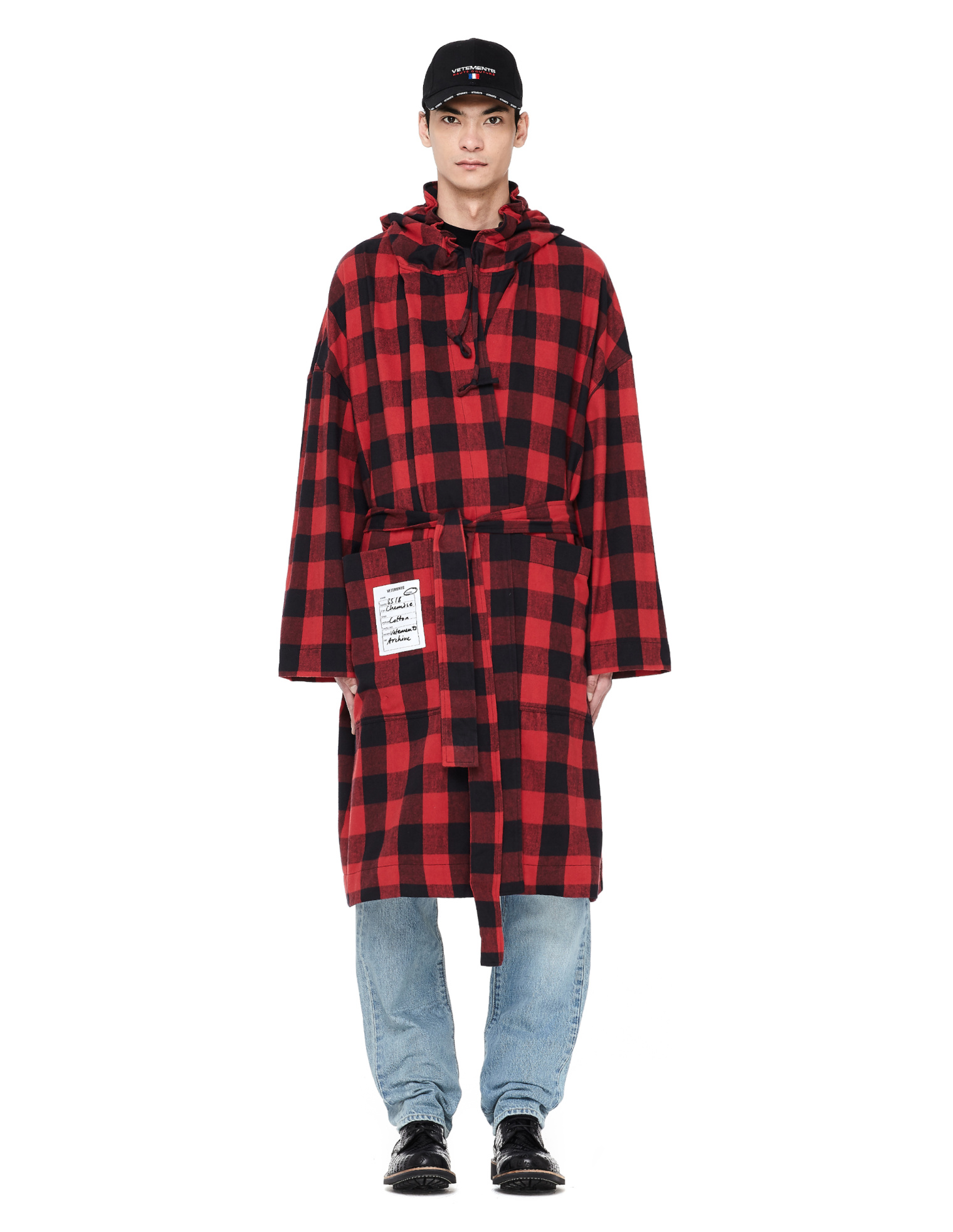 VETEMENTS Фланелевое клетчатое пальто-халат