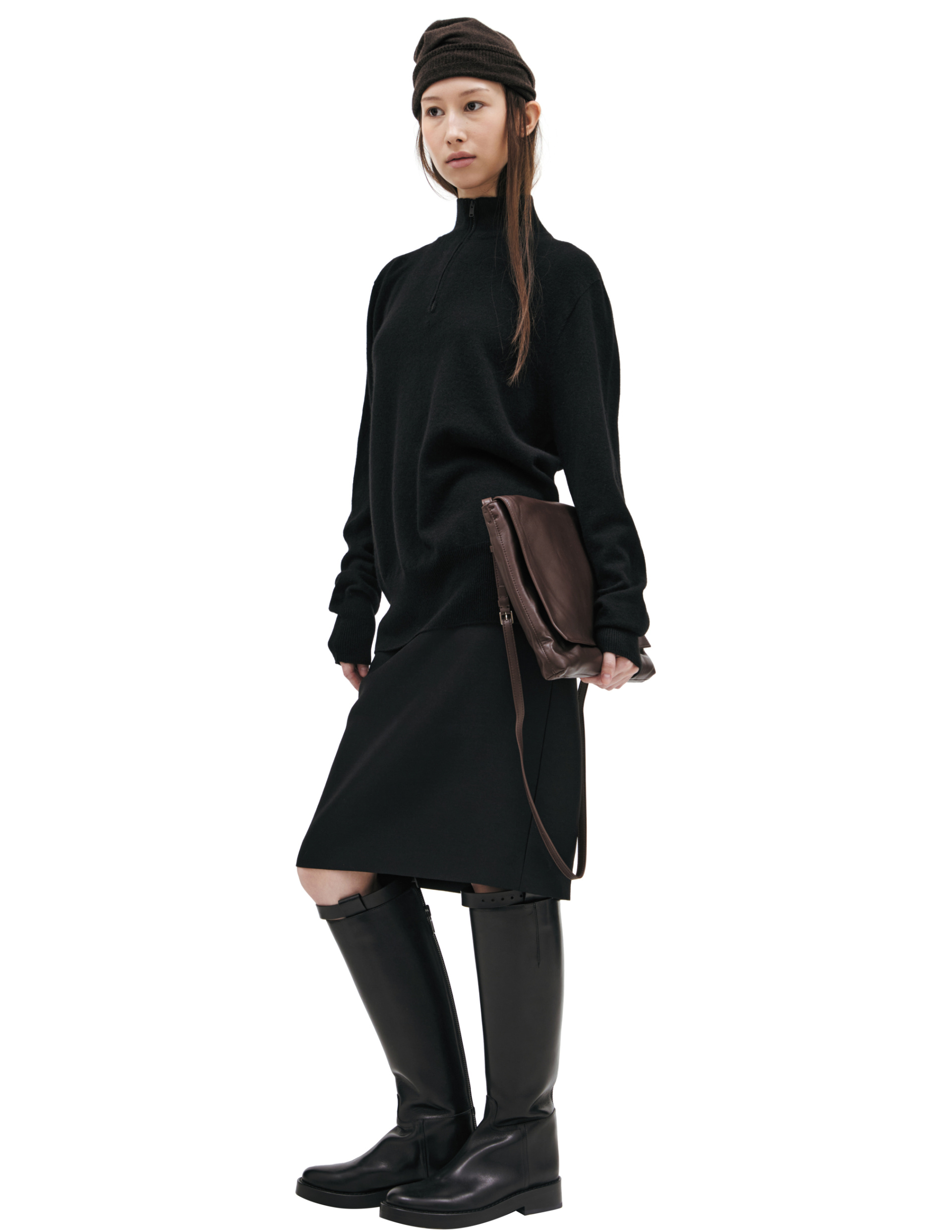 The Row Свитер-10041-Y556 half zip,кашемир черный