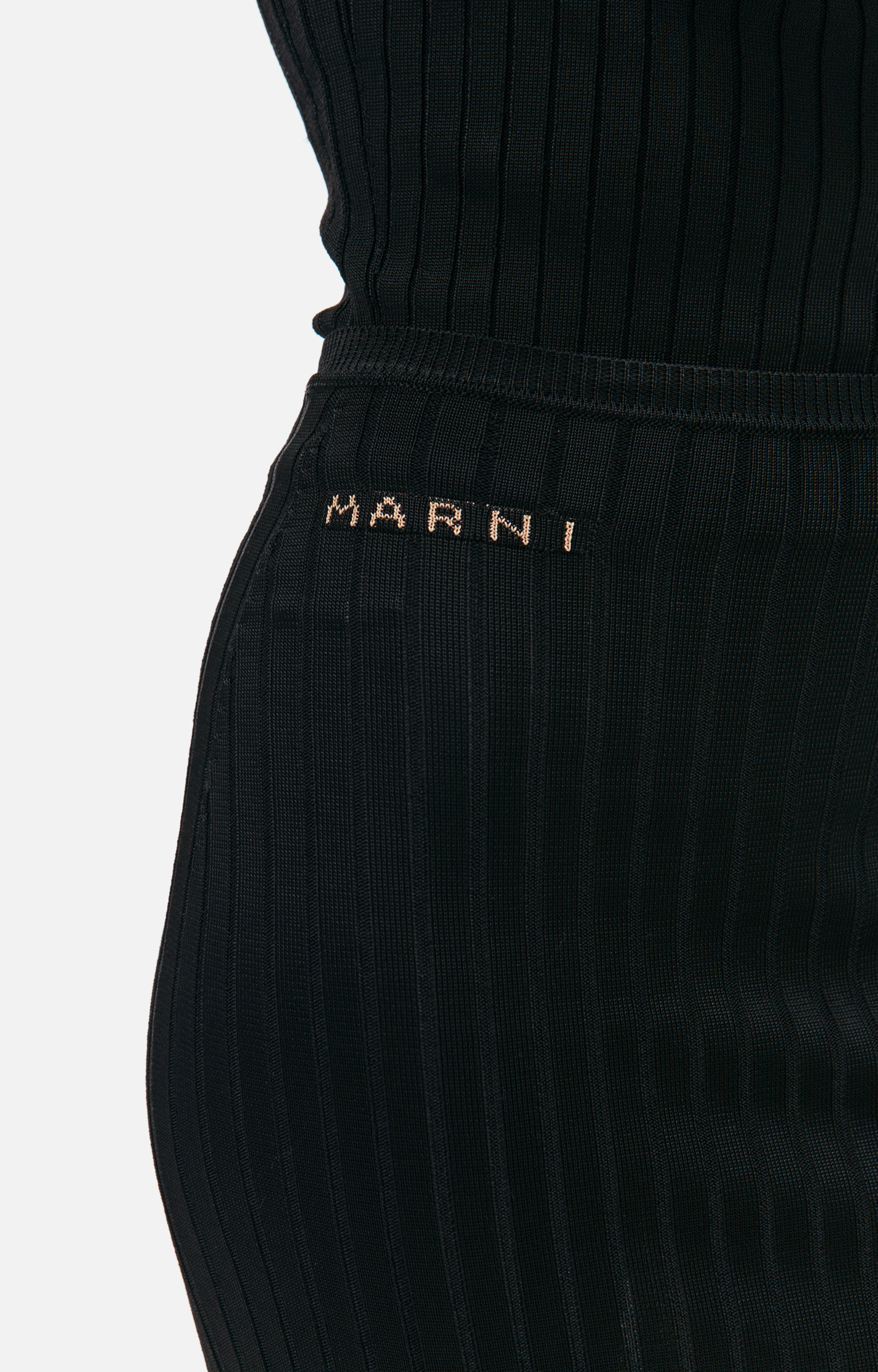 Marni Logo ribbed stretch skirt