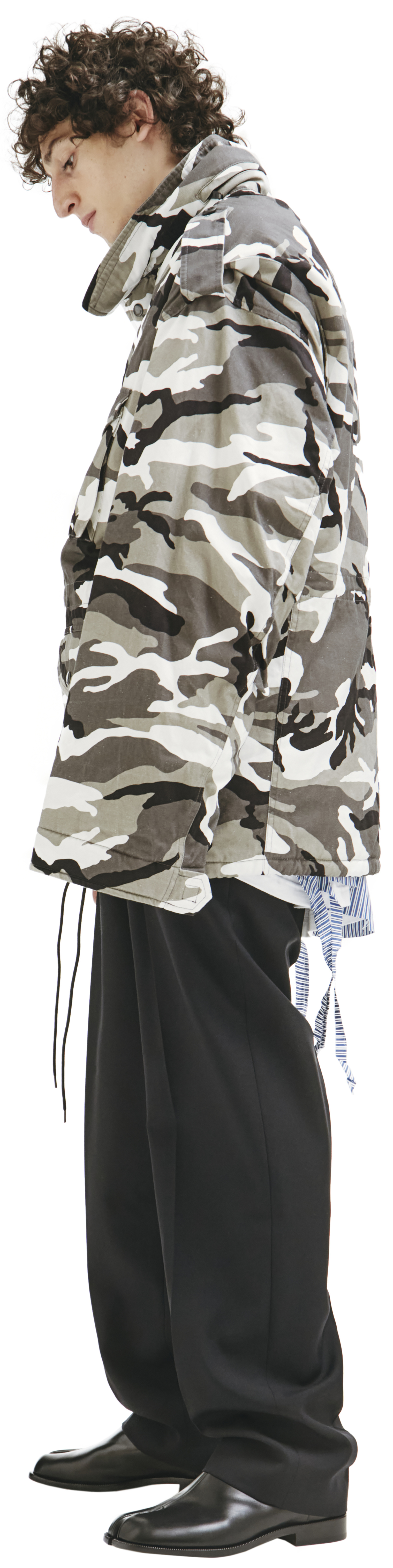 Balenciaga Off-shoulder Camouflage-print Military Parka