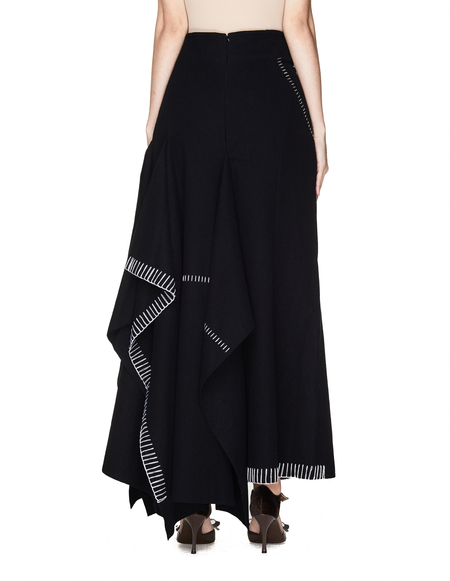 Yohji Yamamoto Y's wool Asymmetrical neckline, gathered shape knit Best Black white red 3