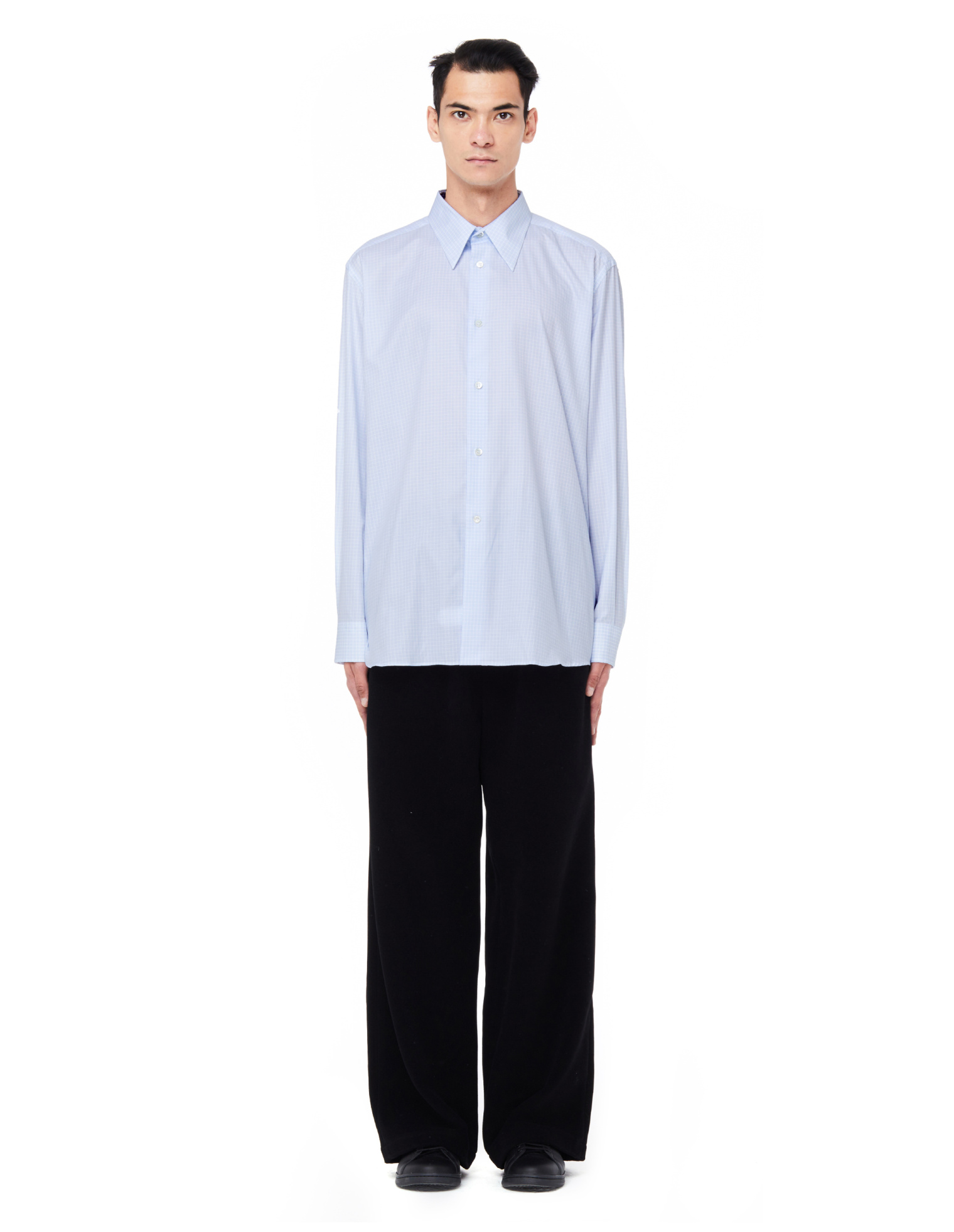Raf Simons Light Blue Checked Plastic Pocket Shirt