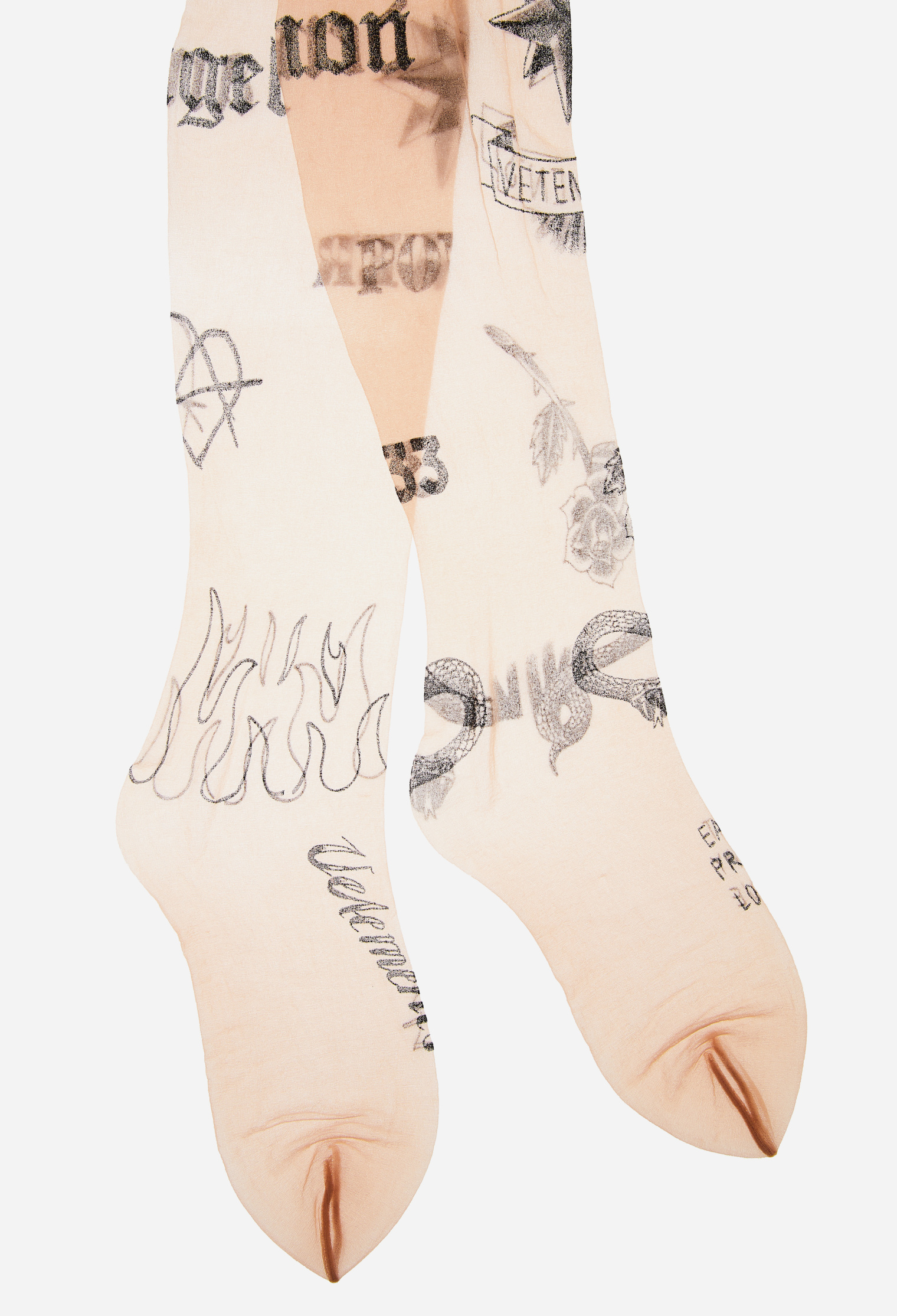 VETEMENTS Beige Tatoo Tights