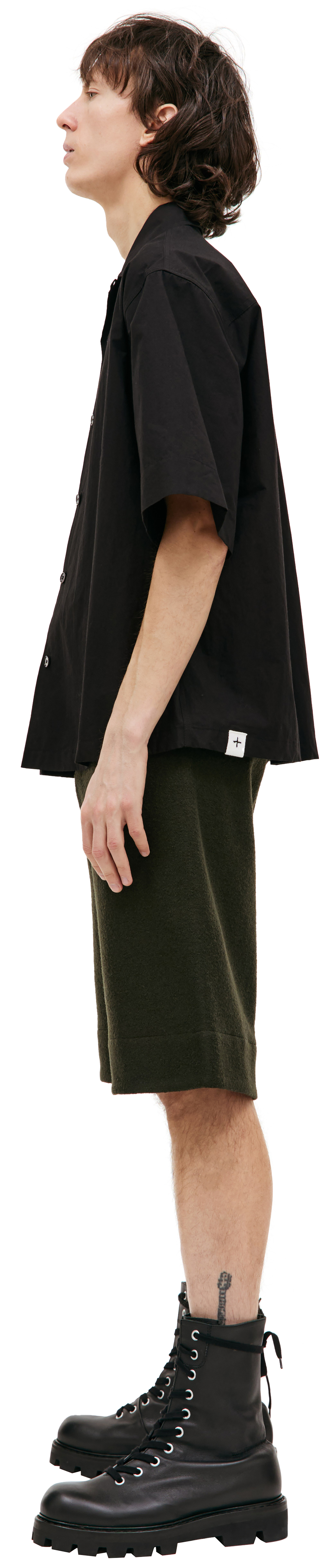 Jil Sander Хлопковая рубашка с коротким рукавом