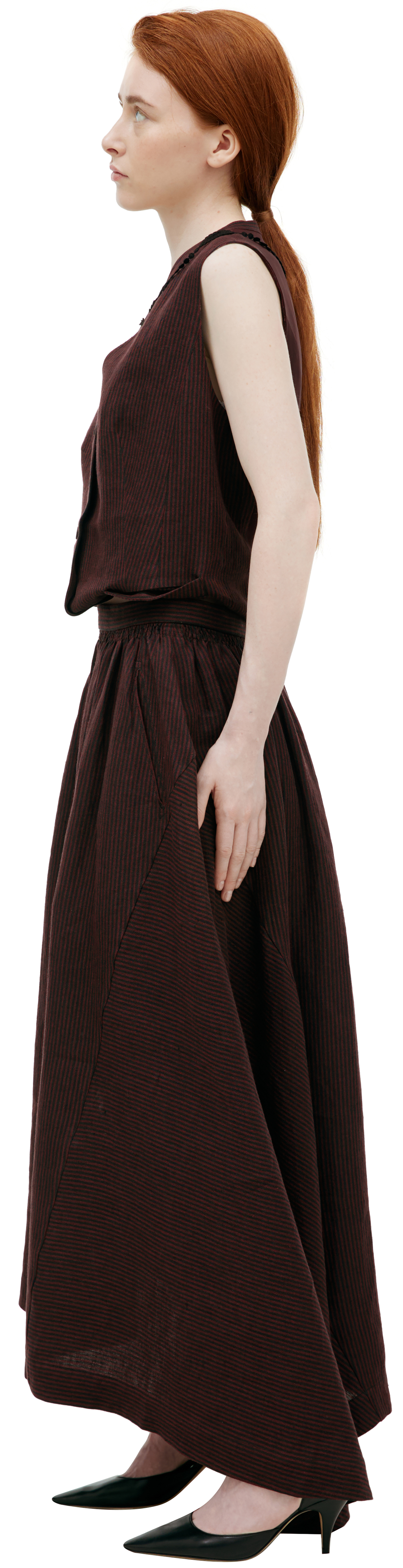 Ziggy Chen Striped midi skirt