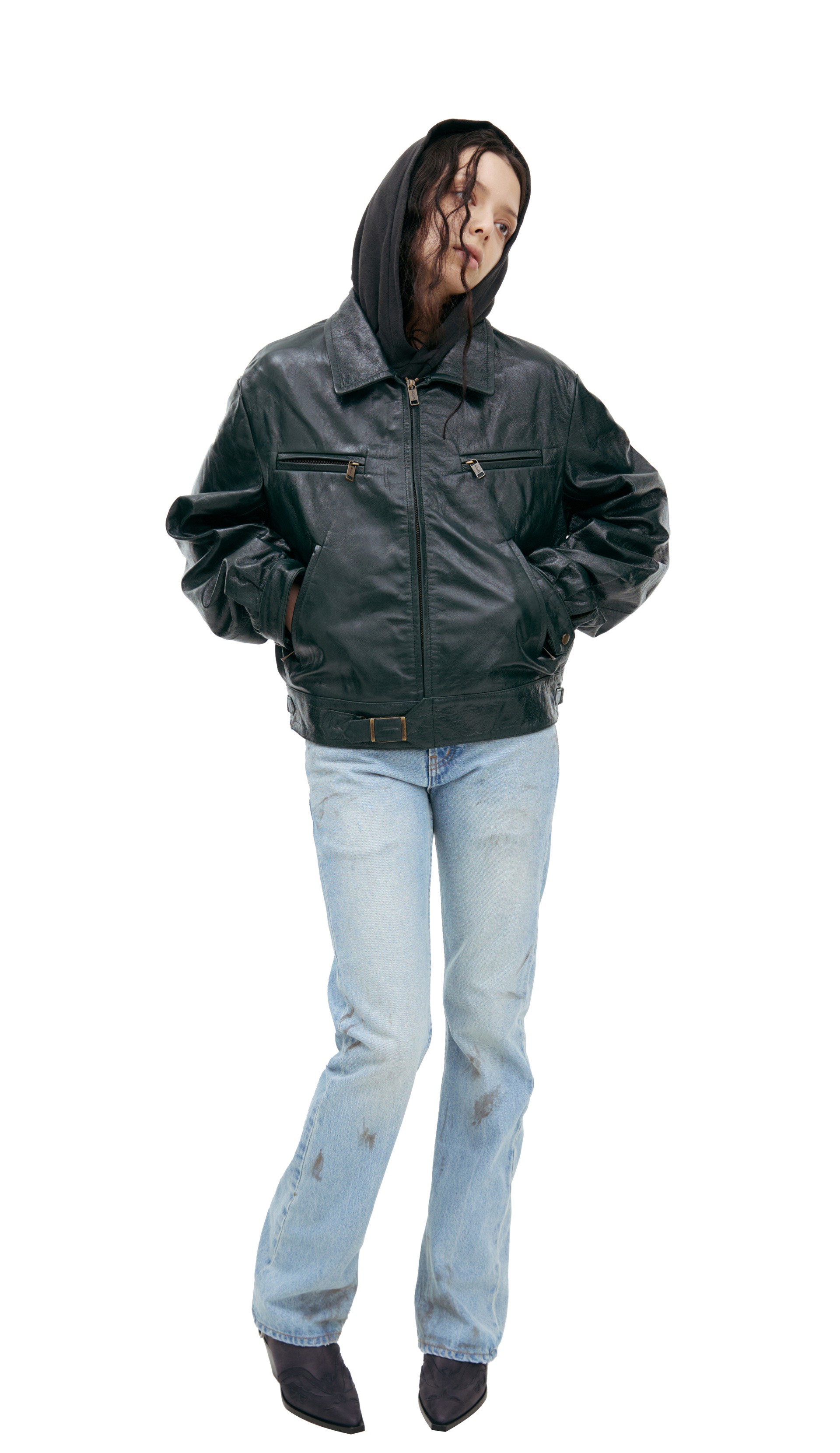 Enfants Riches Déprimés Leather jacket with zipper