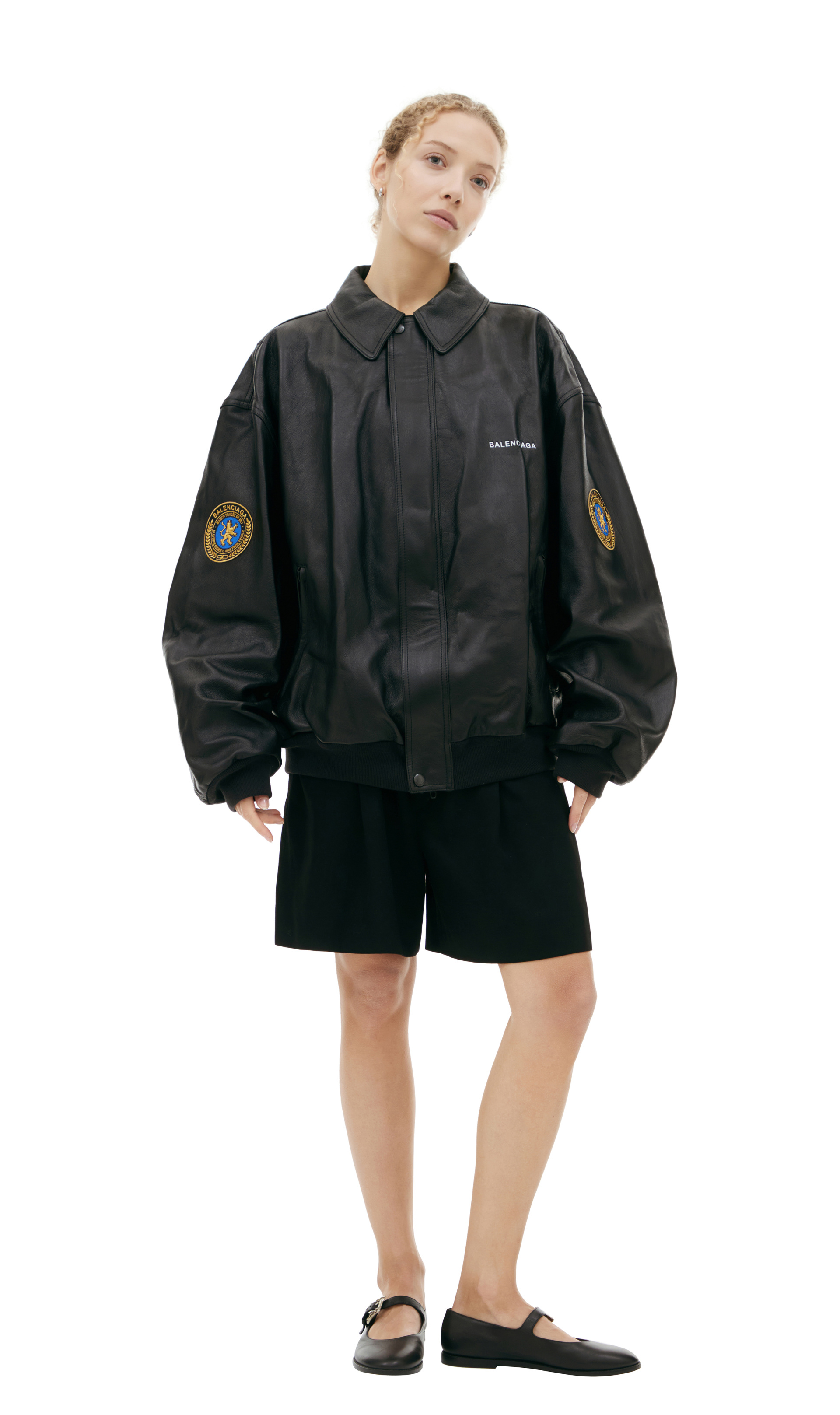 Balenciaga Leather jacket with patches