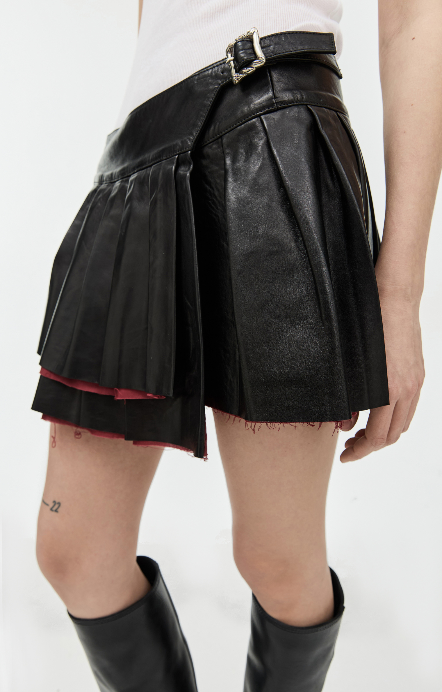 Enfants Riches Deprimes Pleated leather skirt