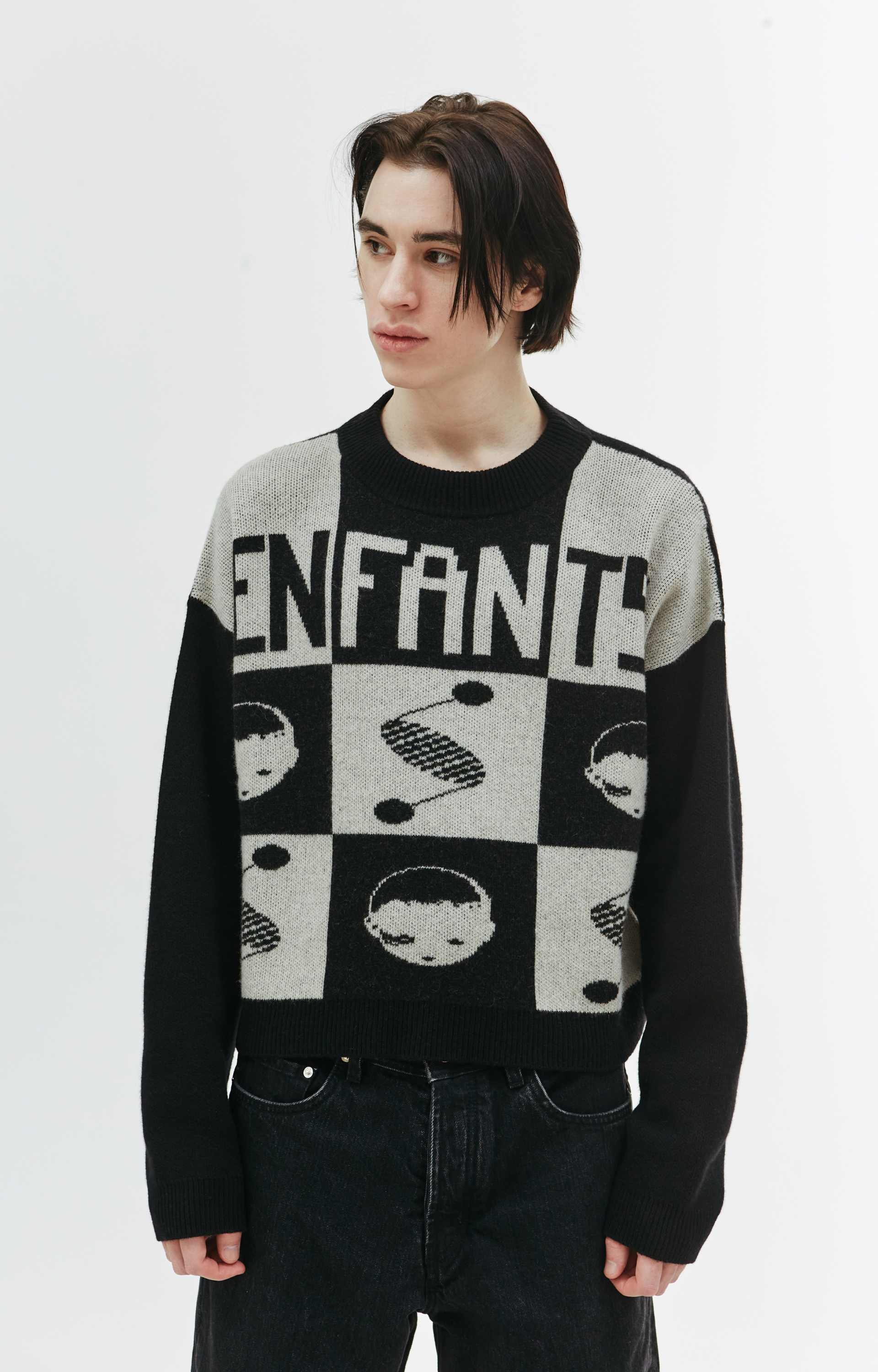 Enfants Riches Déprimés Logo check croped sweater